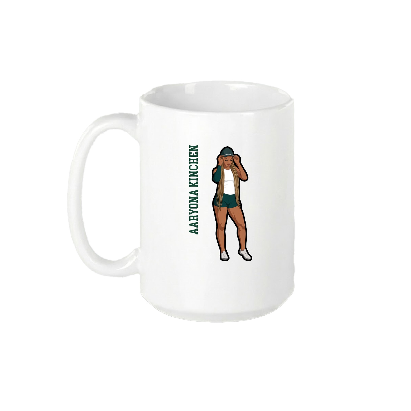 15oz Coffee Mug — Name Vertical in White