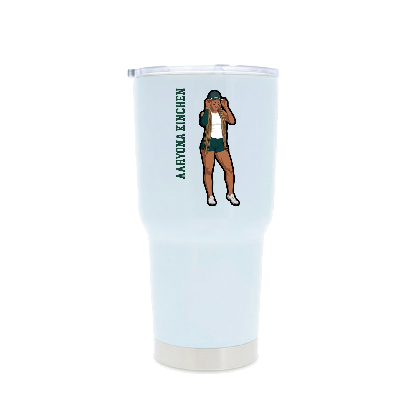 30oz Stainless Steel Tumbler — Name Vertical in White