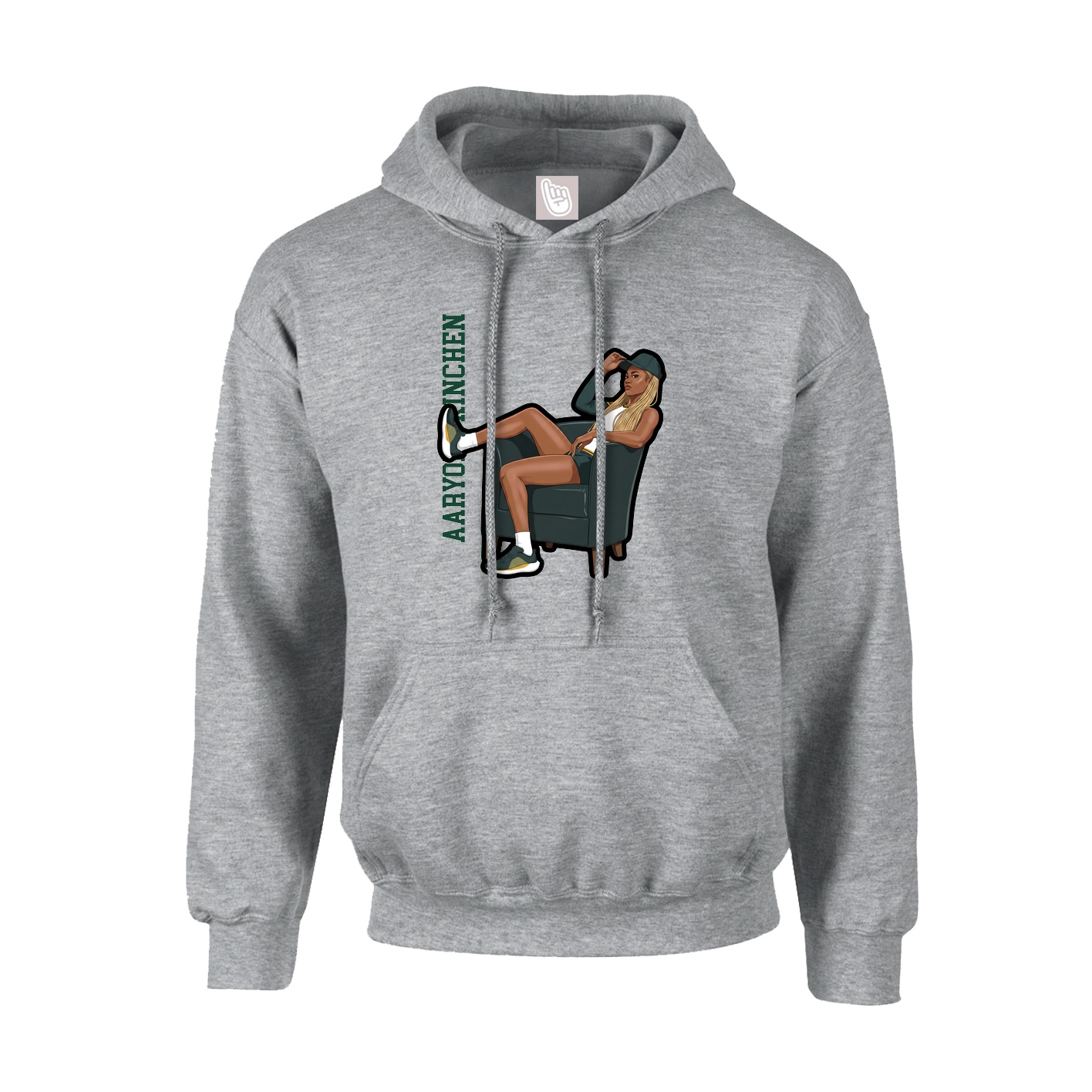 Hoodie — Name Vertical in Grey