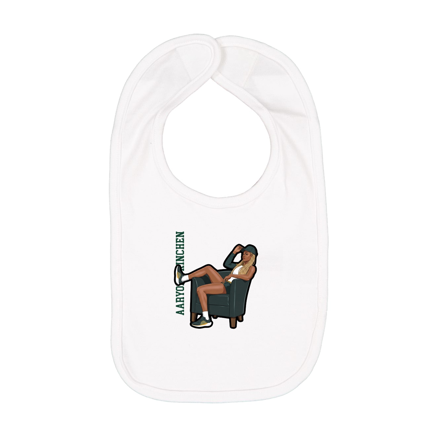 Infant Bib — Name Vertical in White