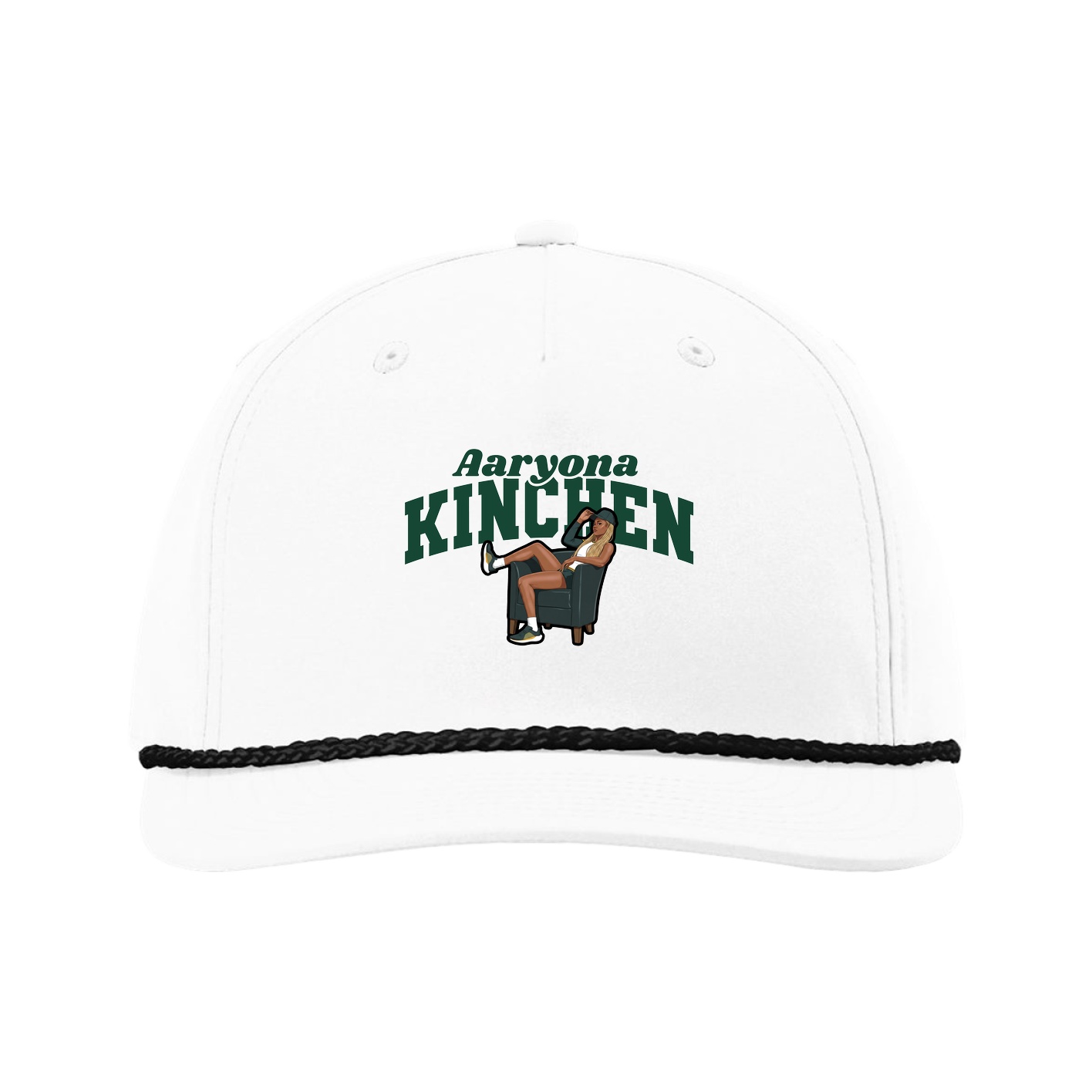 Five-Panel Classic Rope Cap — Signature Arch in White