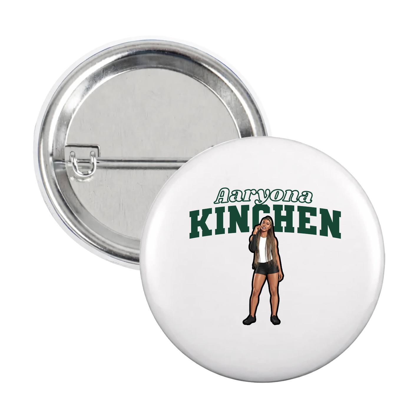 Game Day Button — Name Arch in White