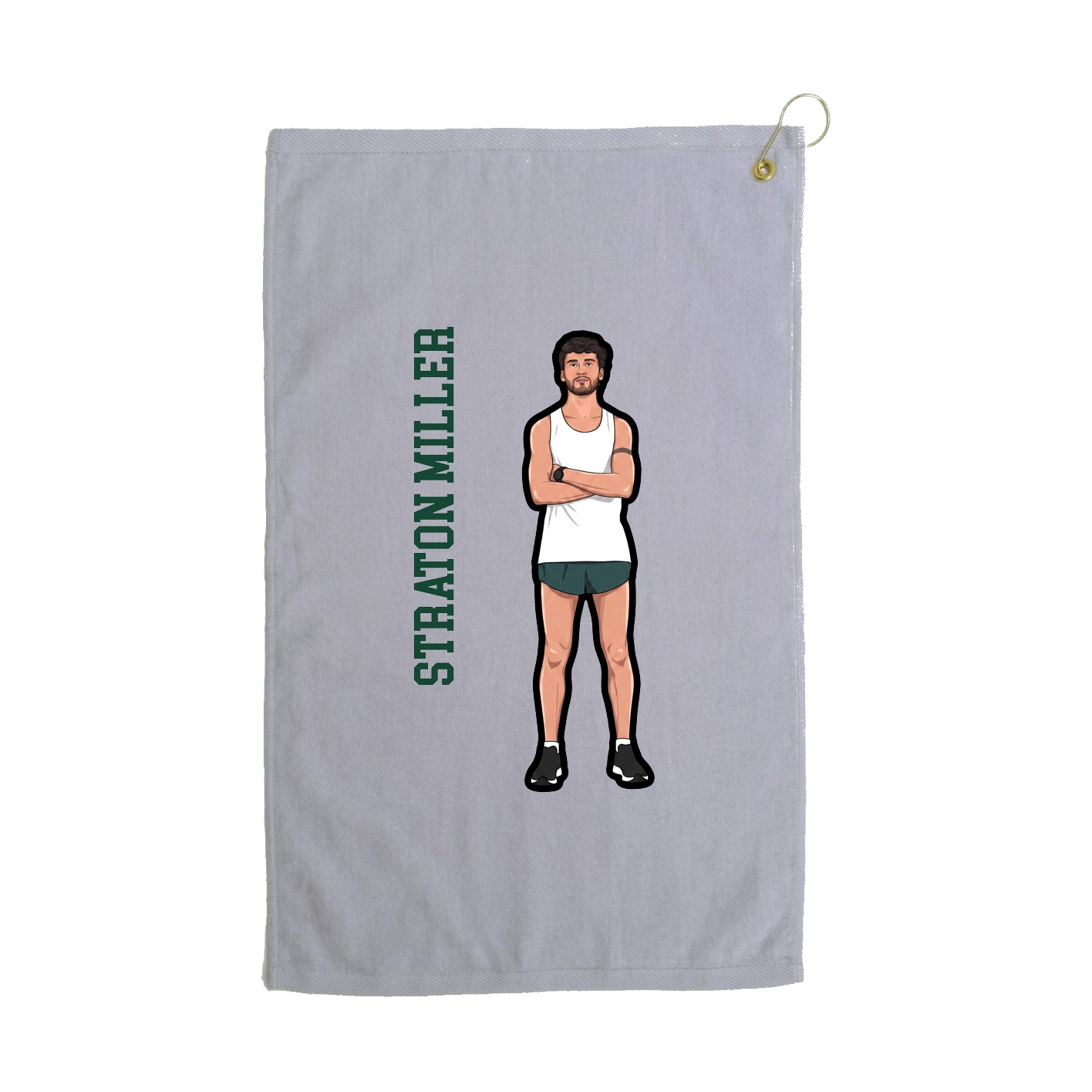 Golf Towel — Name Vertical in Grey