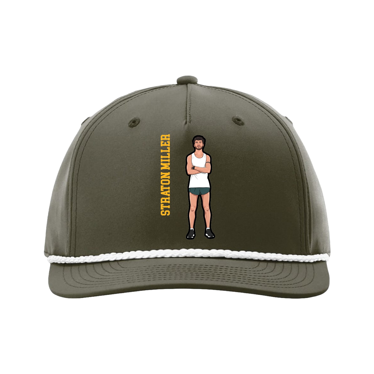 Five-Panel Classic Rope Cap — Name Vertical in Green