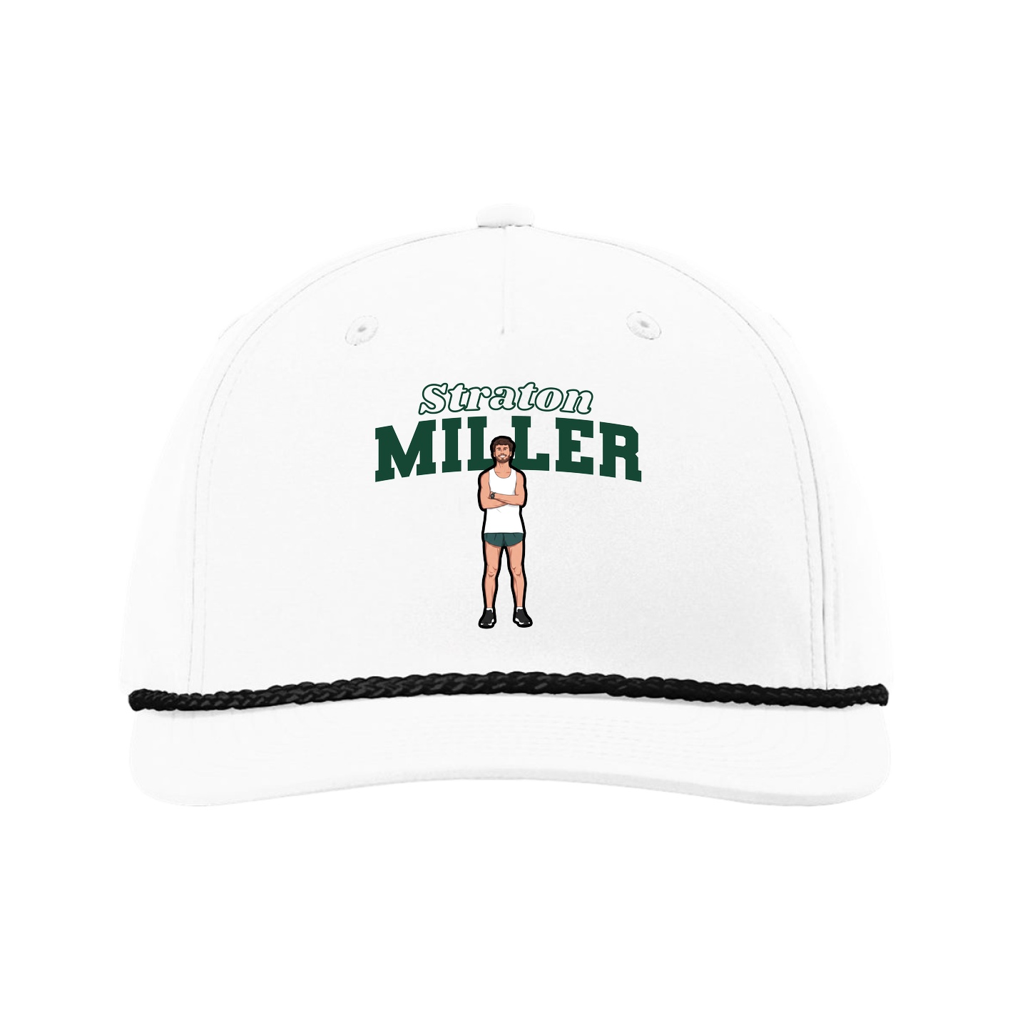 Five-Panel Classic Rope Cap — Name Arch in White
