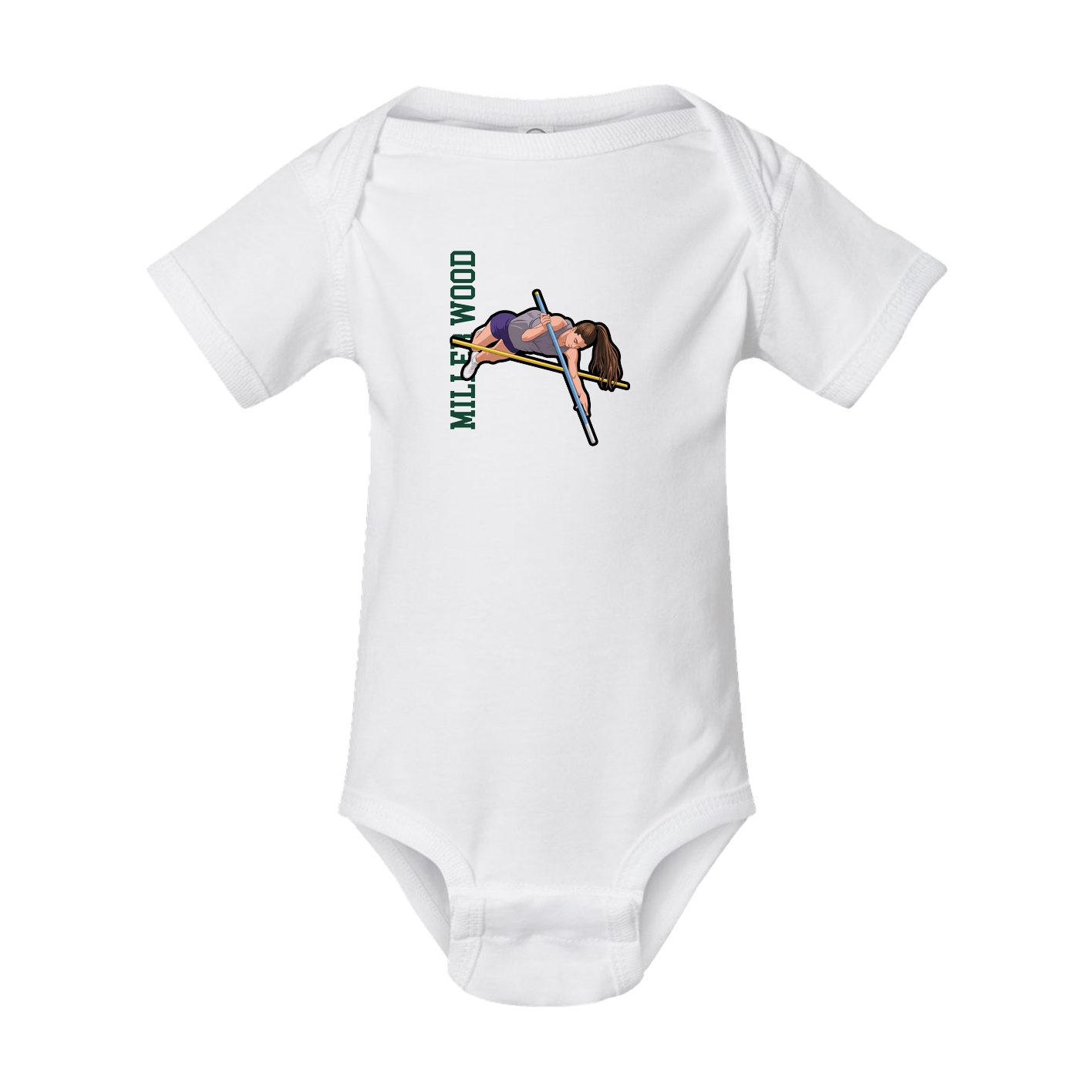 Baby Onesie — Name Vertical in White
