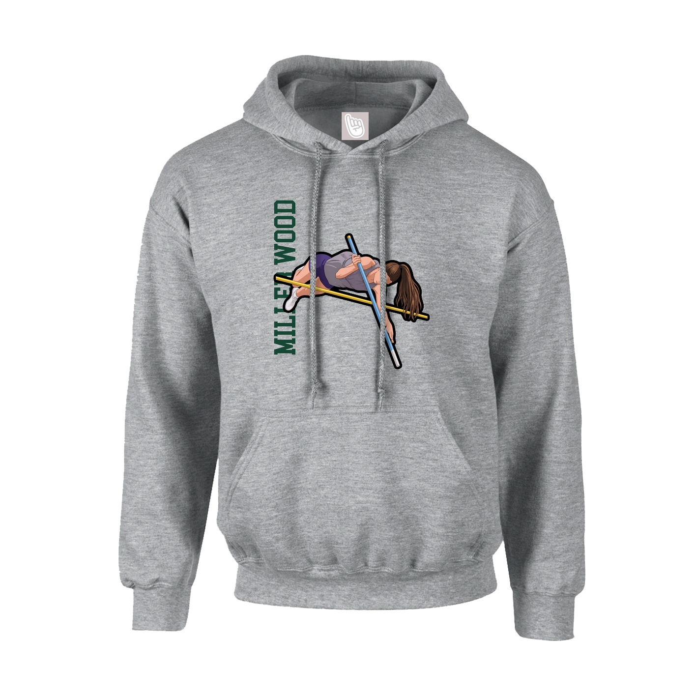 Youth Hoodie — Name Vertical in Grey