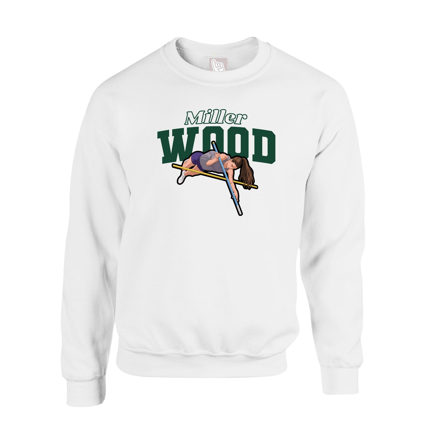 Fleece Crew — Name Arch in White