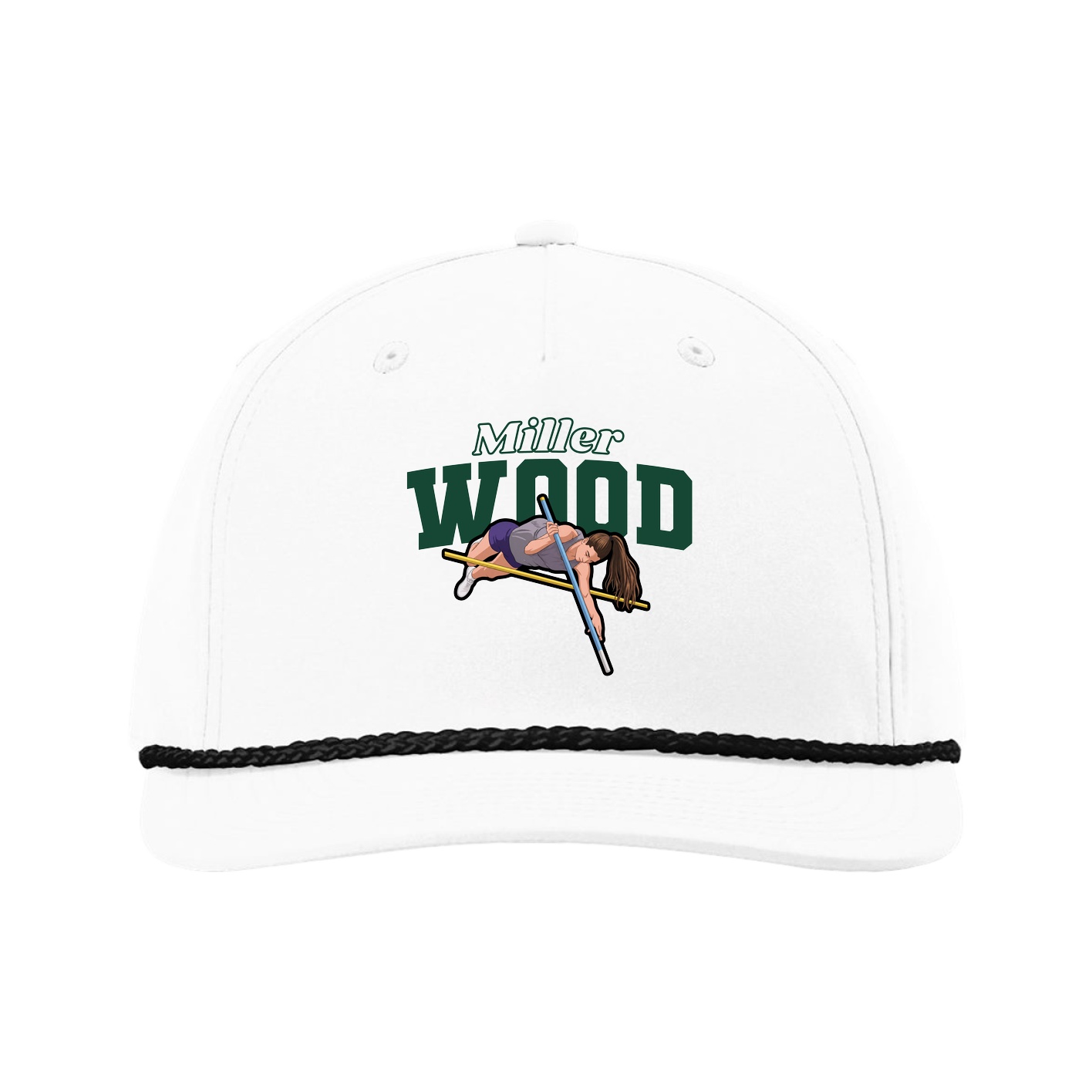 Five-Panel Classic Rope Cap — Name Arch in White