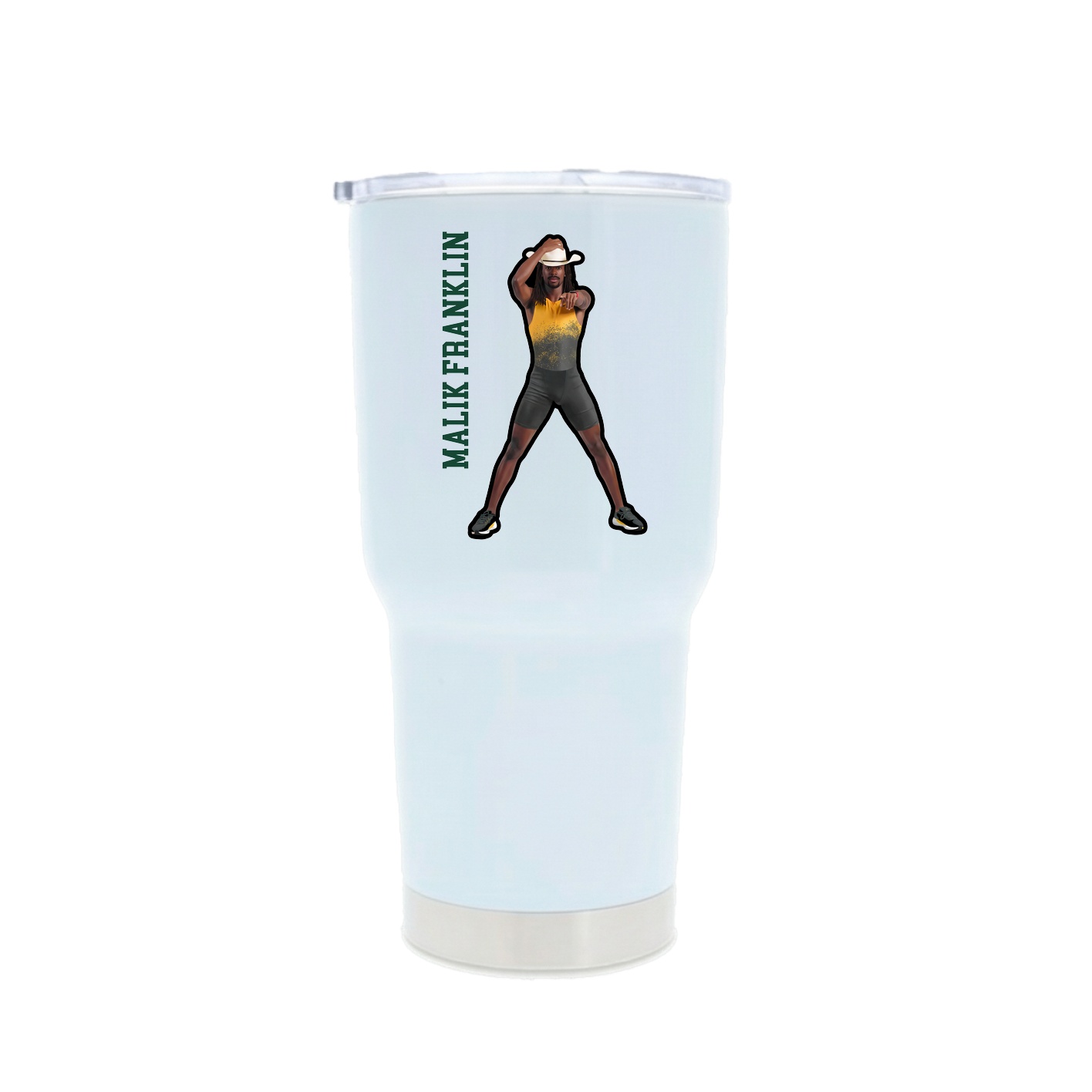 30oz Stainless Steel Tumbler — Name Vertical in White