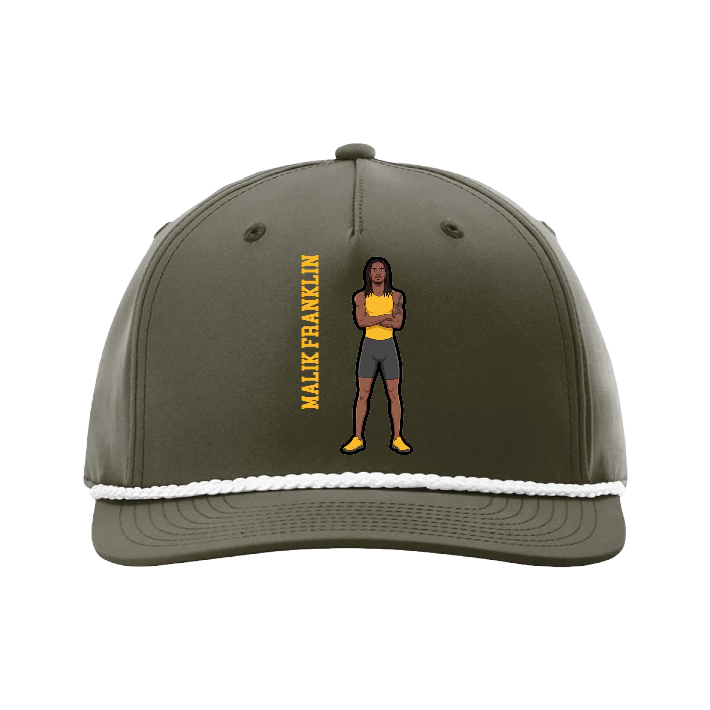 Five-Panel Classic Rope Cap — Name Vertical in Green