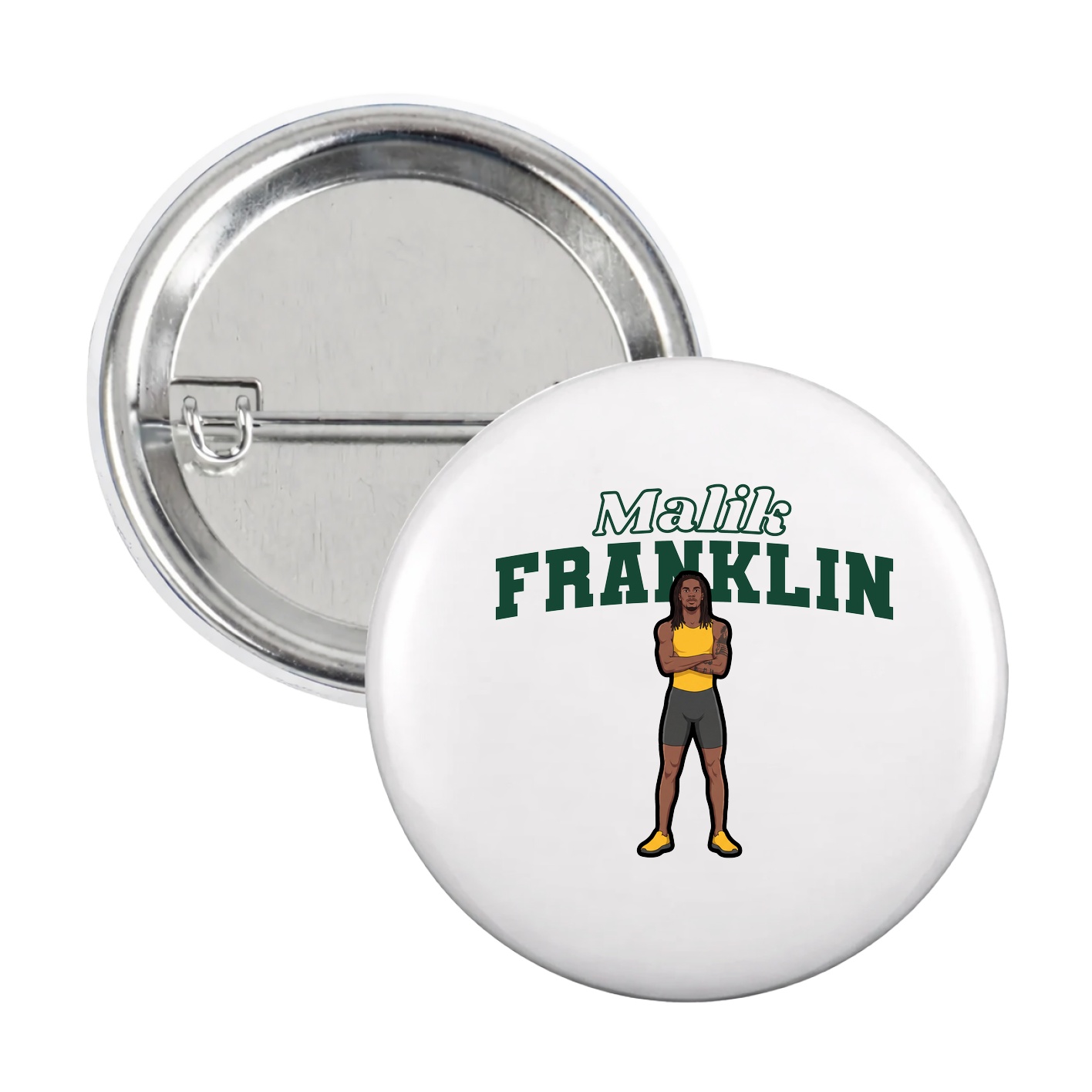 Game Day Button — Name Arch in White