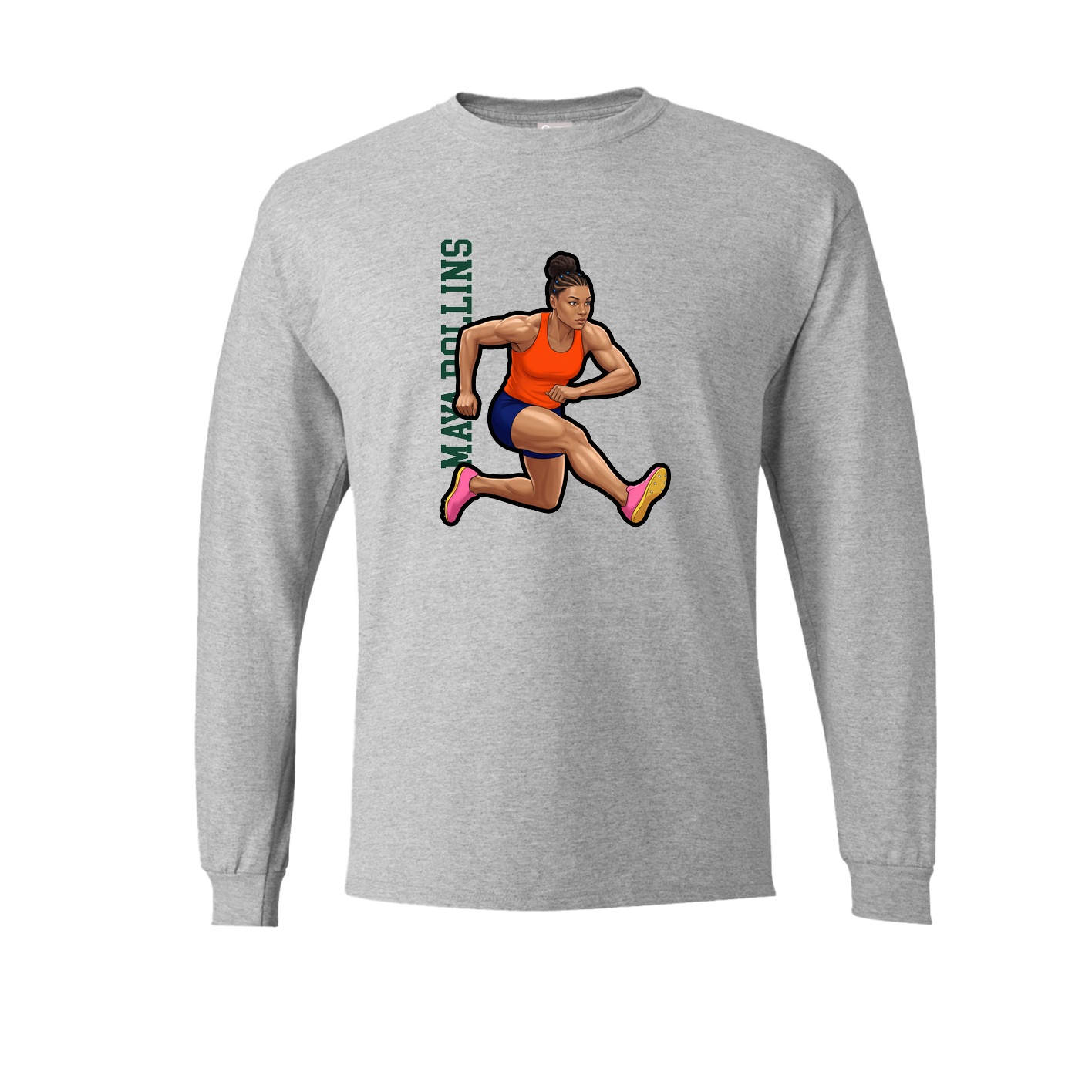 Long Sleeve Tee — Name Vertical in Grey