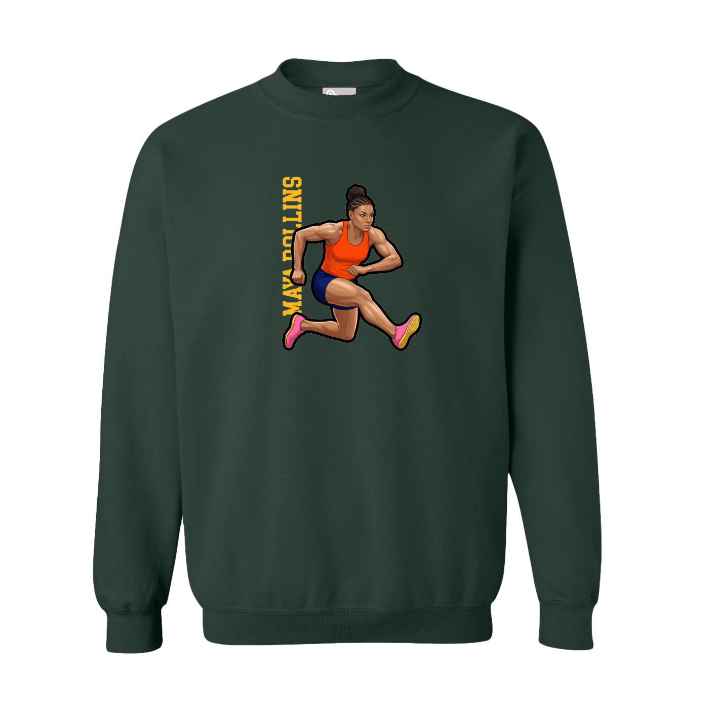 Fleece Crew — Name Vertical in Green