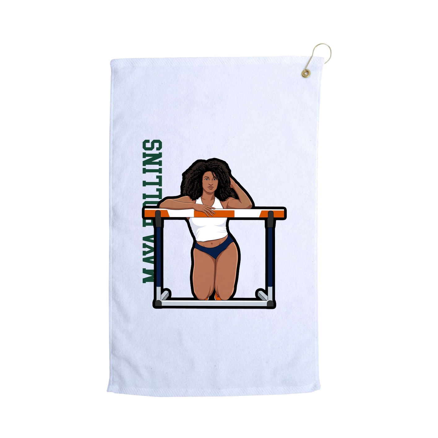 Golf Towel — Name Vertical in White