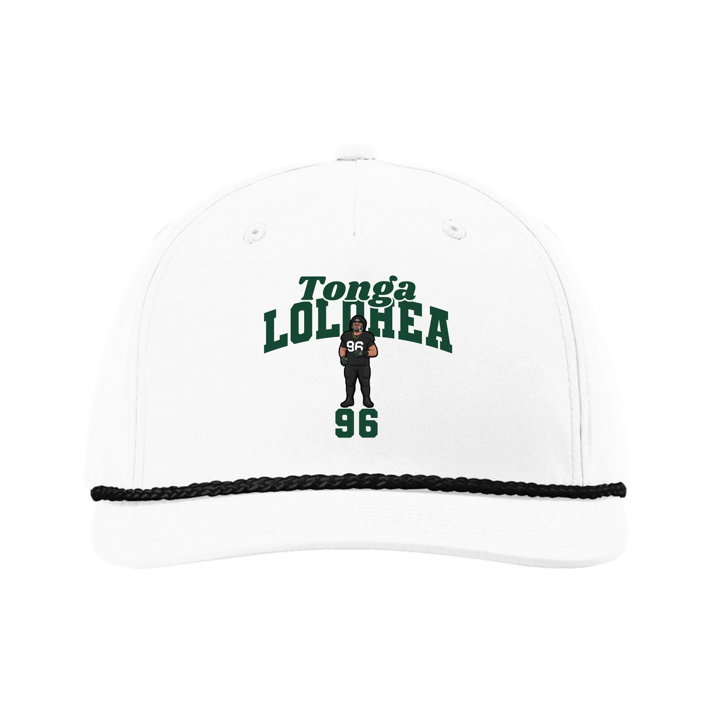 Five-Panel Classic Rope Cap — Signature Arch in White
