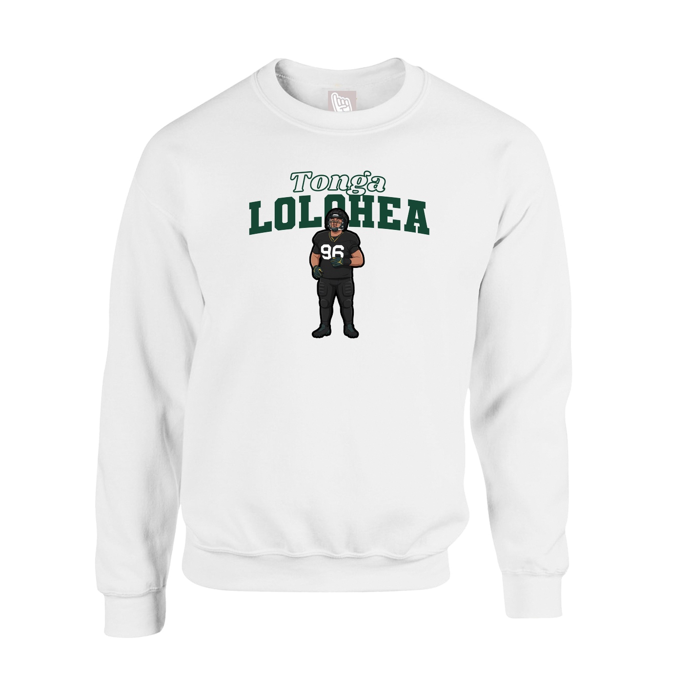 Fleece Crew — Name Arch in White