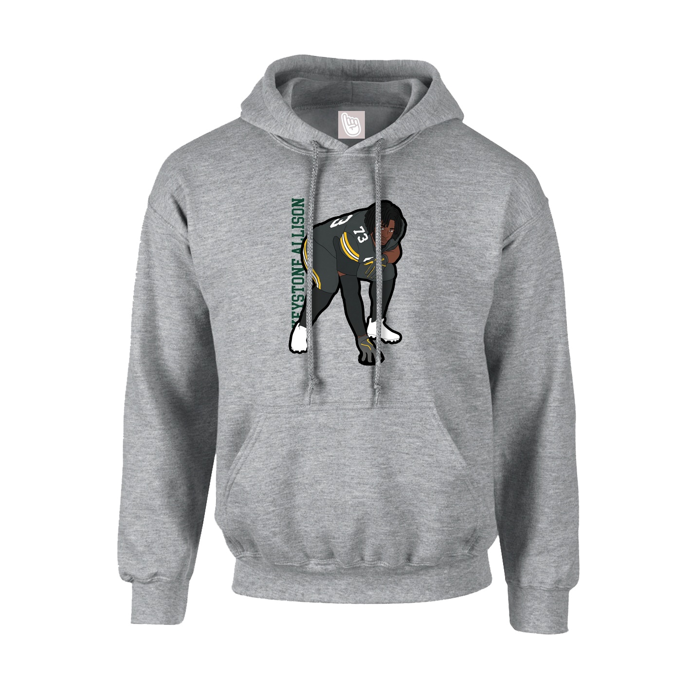 Hoodie — Name Vertical in Grey
