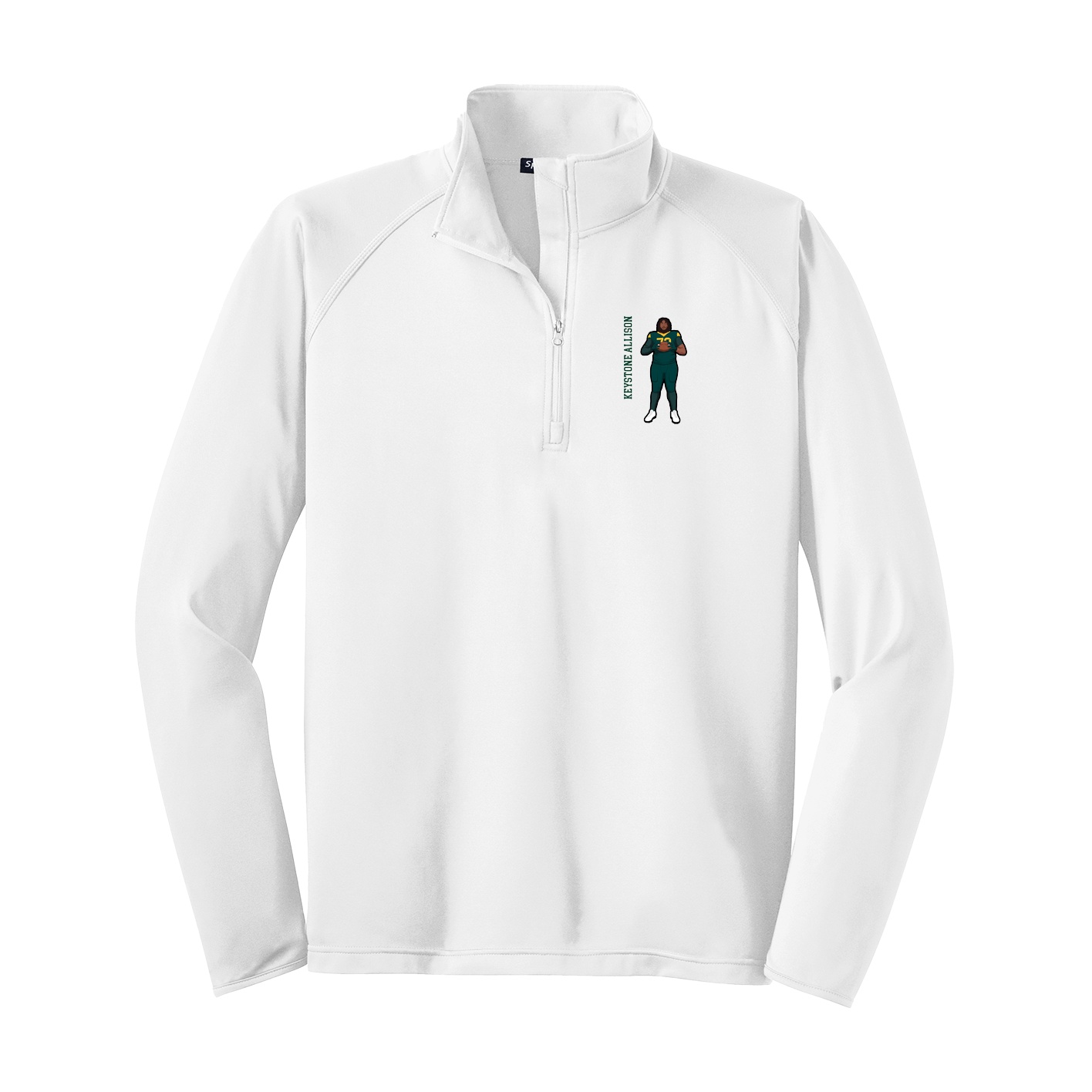 Q-Zip Pullover — Name Vertical in White