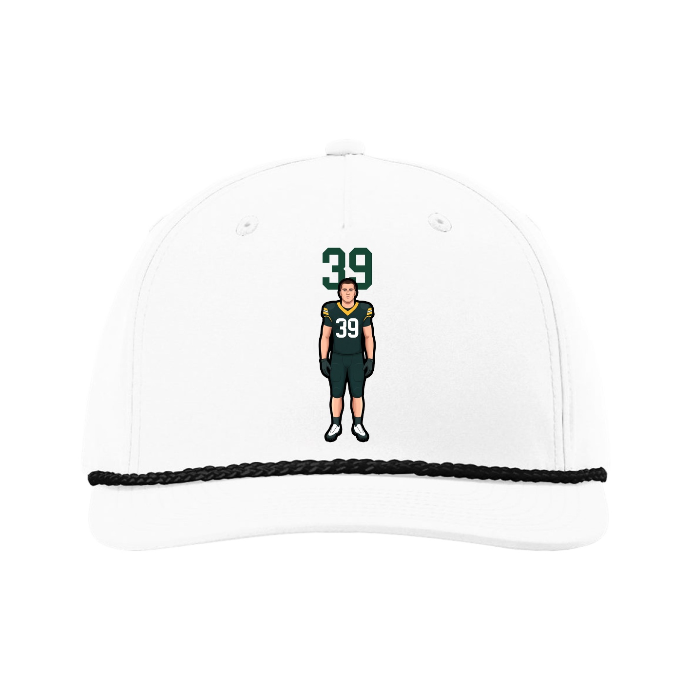 Five-Panel Classic Rope Cap — Number Top in White