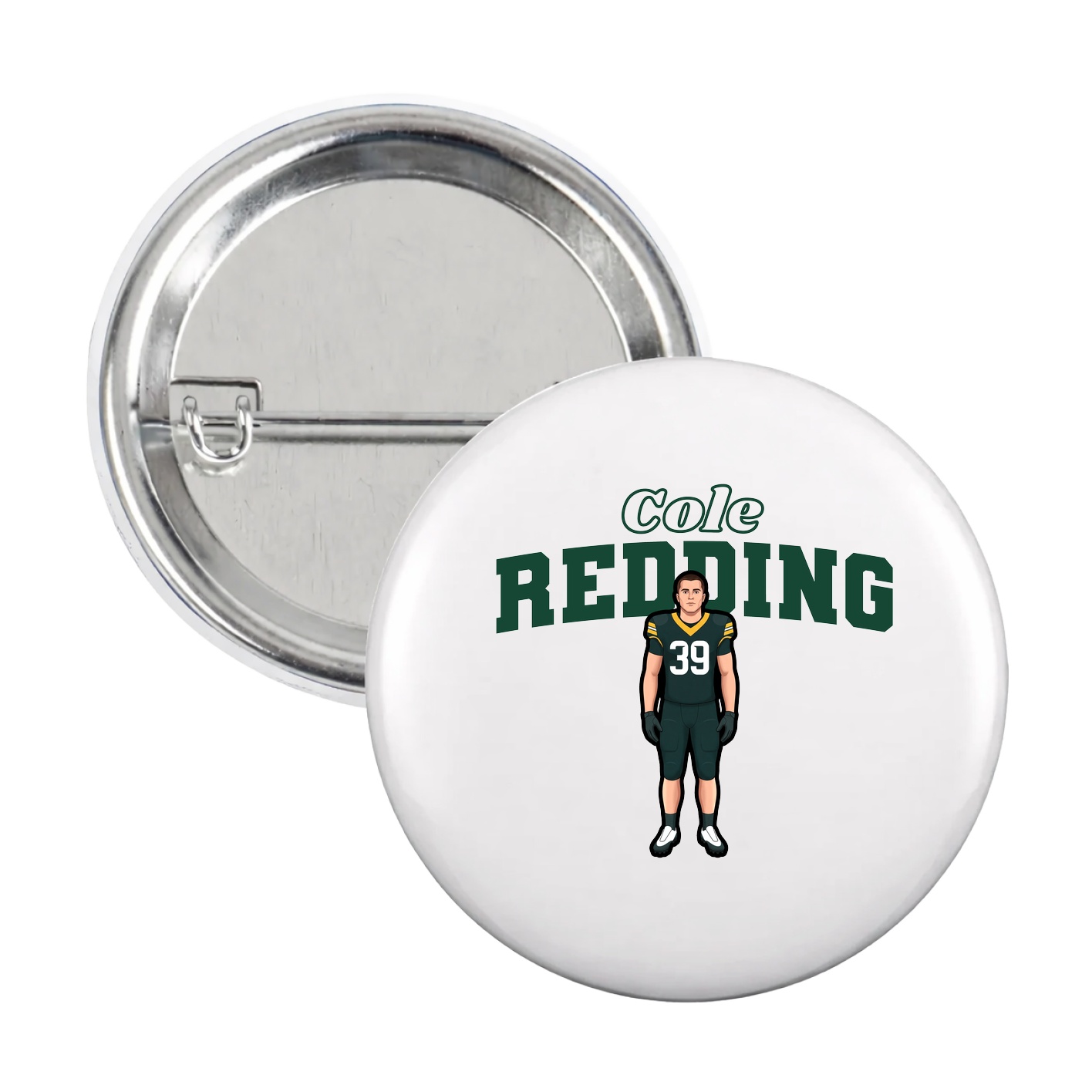 Game Day Button — Name Arch in White