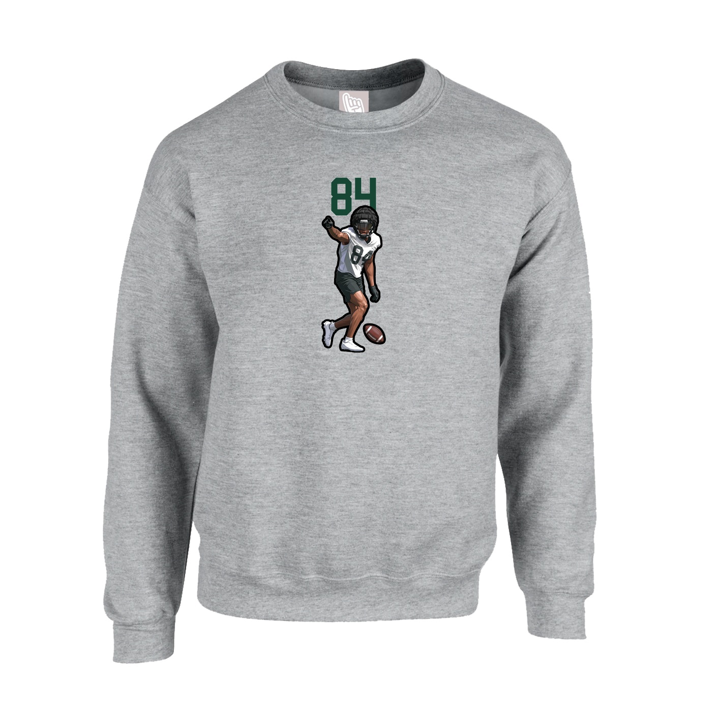 Fleece Crew — Number Top in Grey