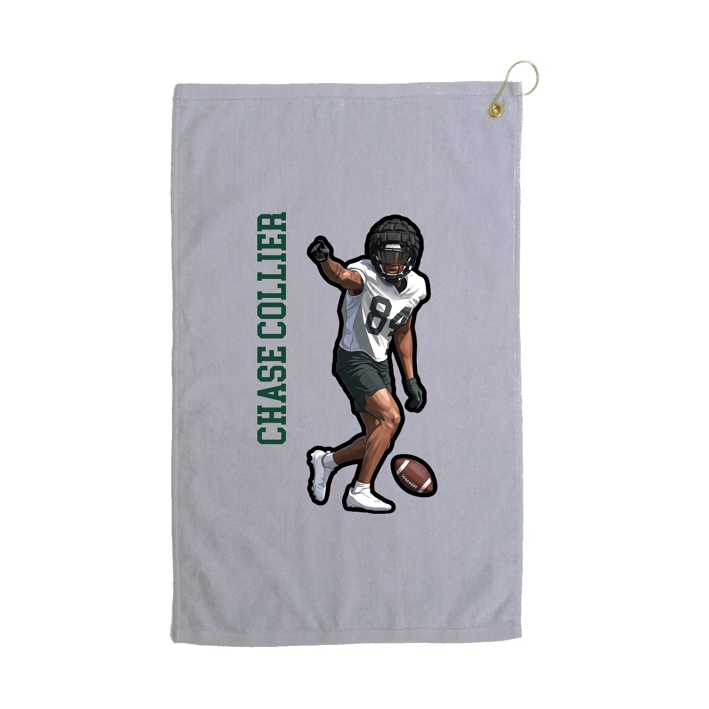 Golf Towel — Name Vertical in Grey