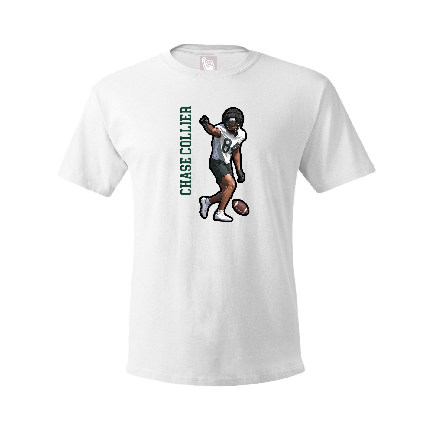 Youth Tee — Name Vertical in White