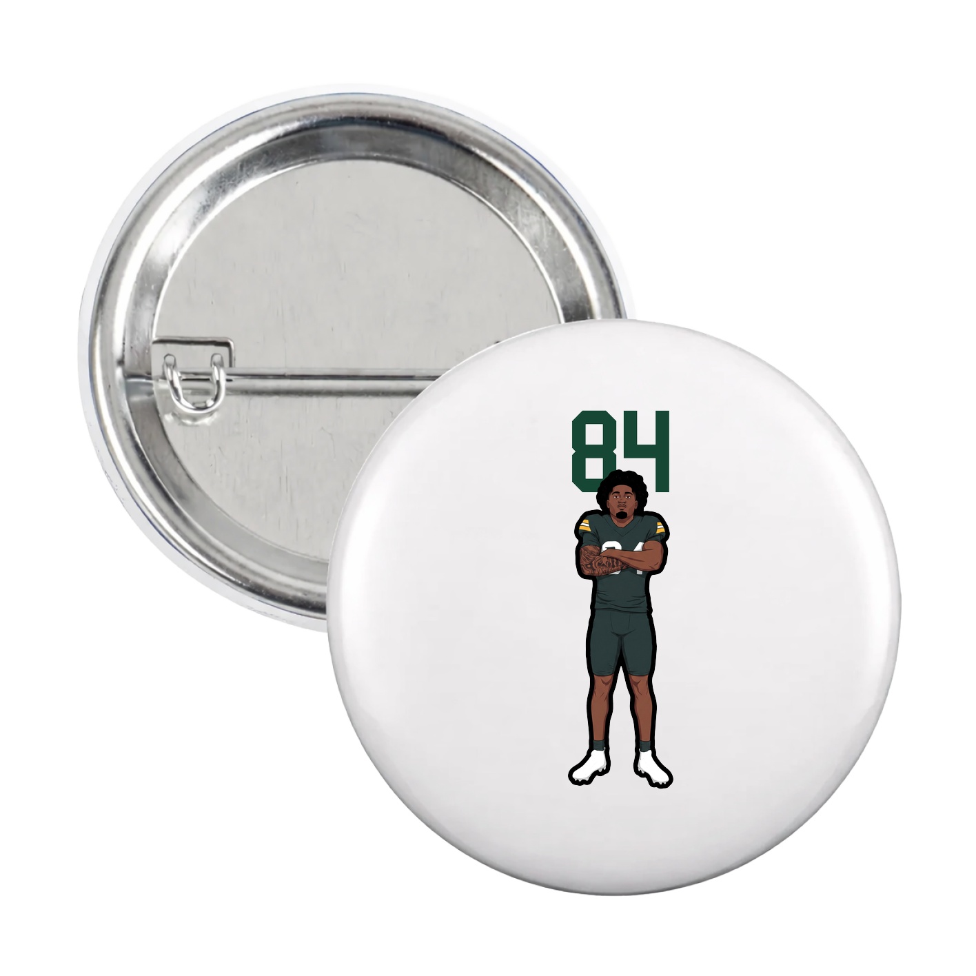 Game Day Button — Number Top in White