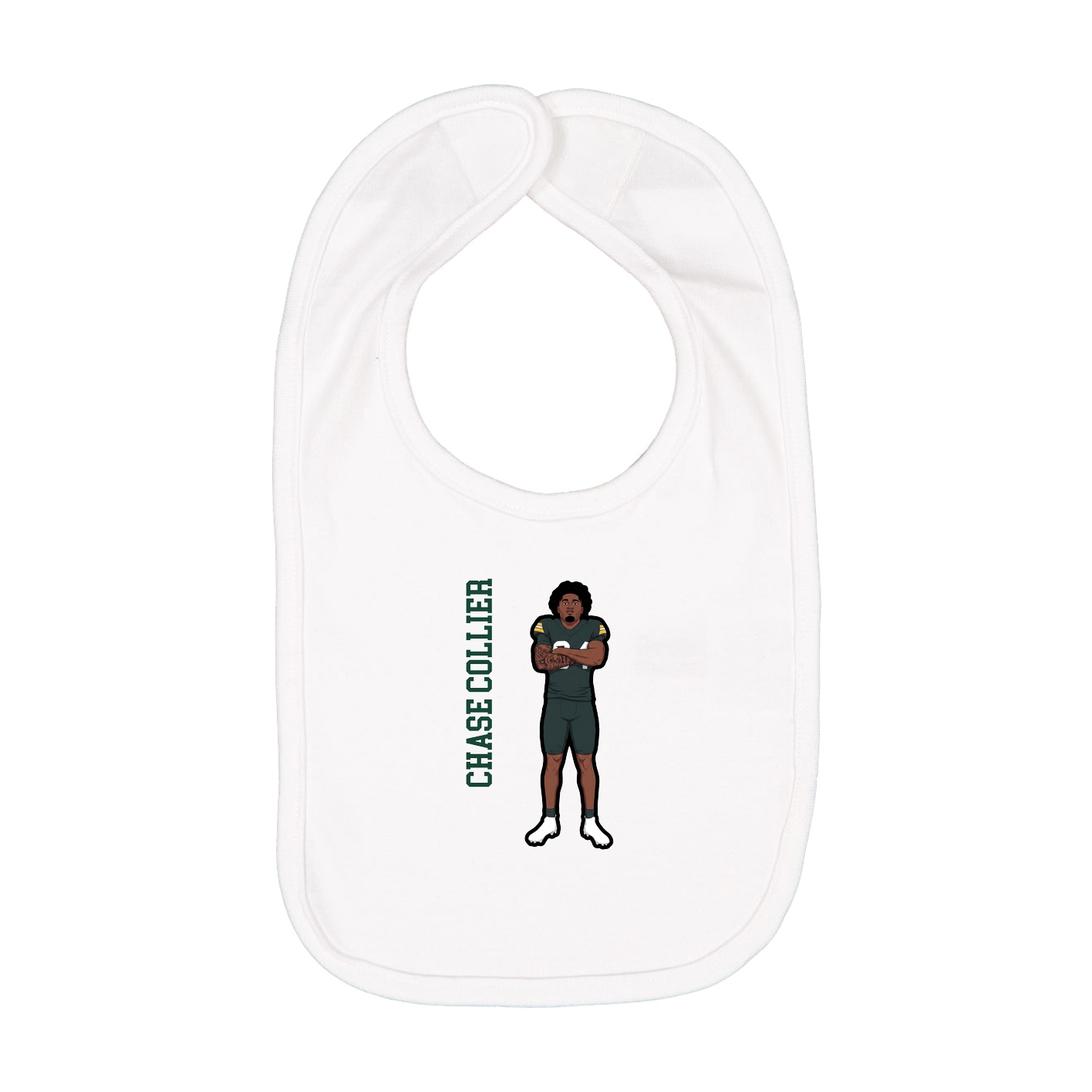 Infant Bib — Name Vertical in White
