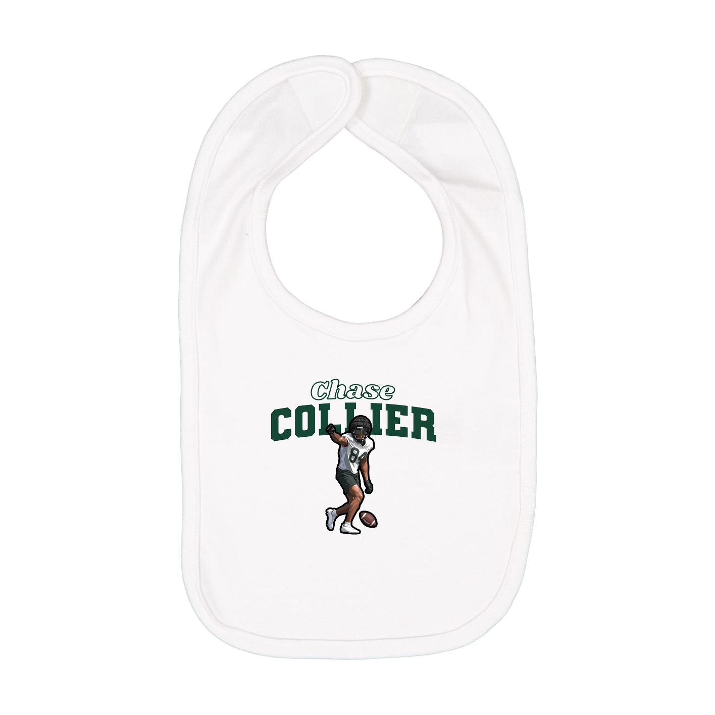 Infant Bib — Name Arch in White