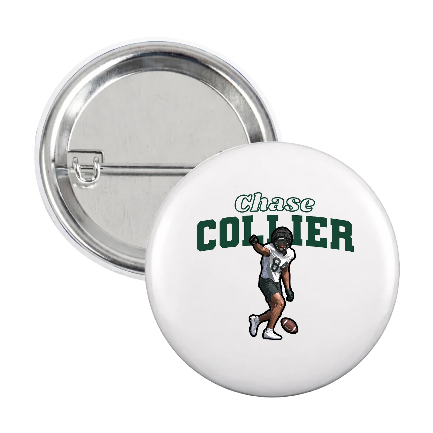 Game Day Button — Name Arch in White