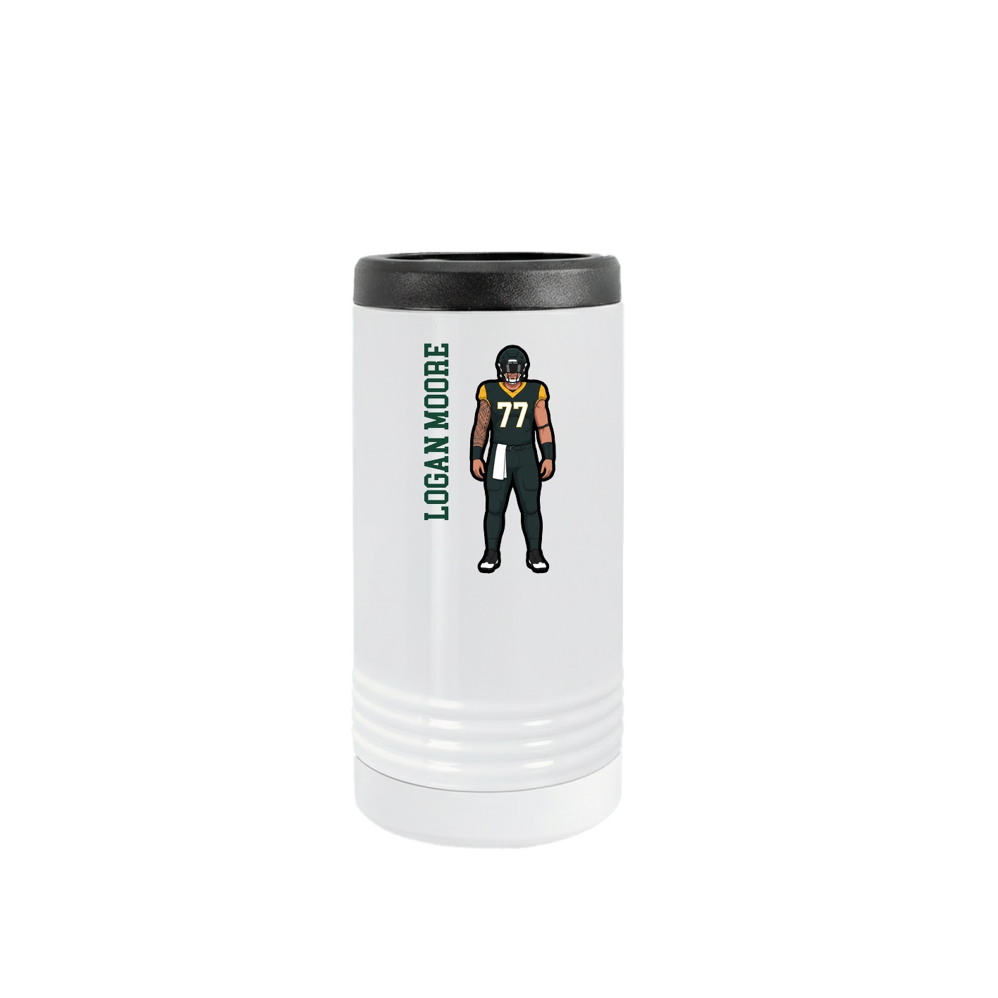 Slim Beverage Holder — Name Vertical in White
