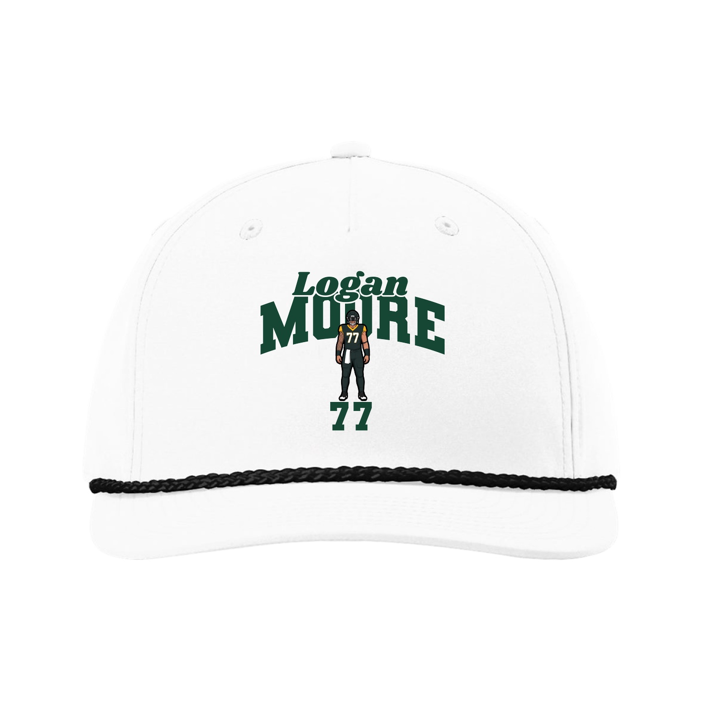Five-Panel Classic Rope Cap — Signature Arch in White