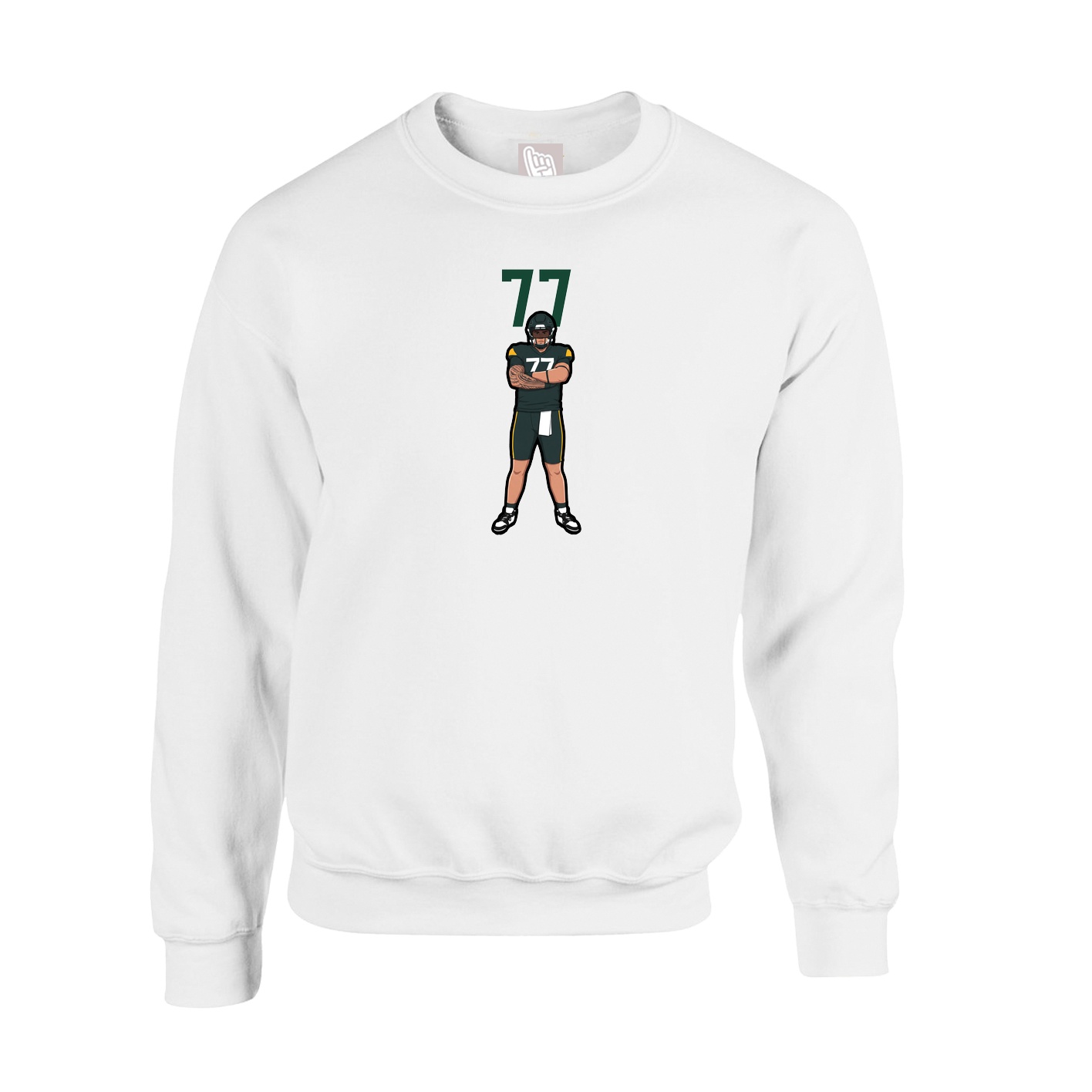 Fleece Crew — Number Top in White