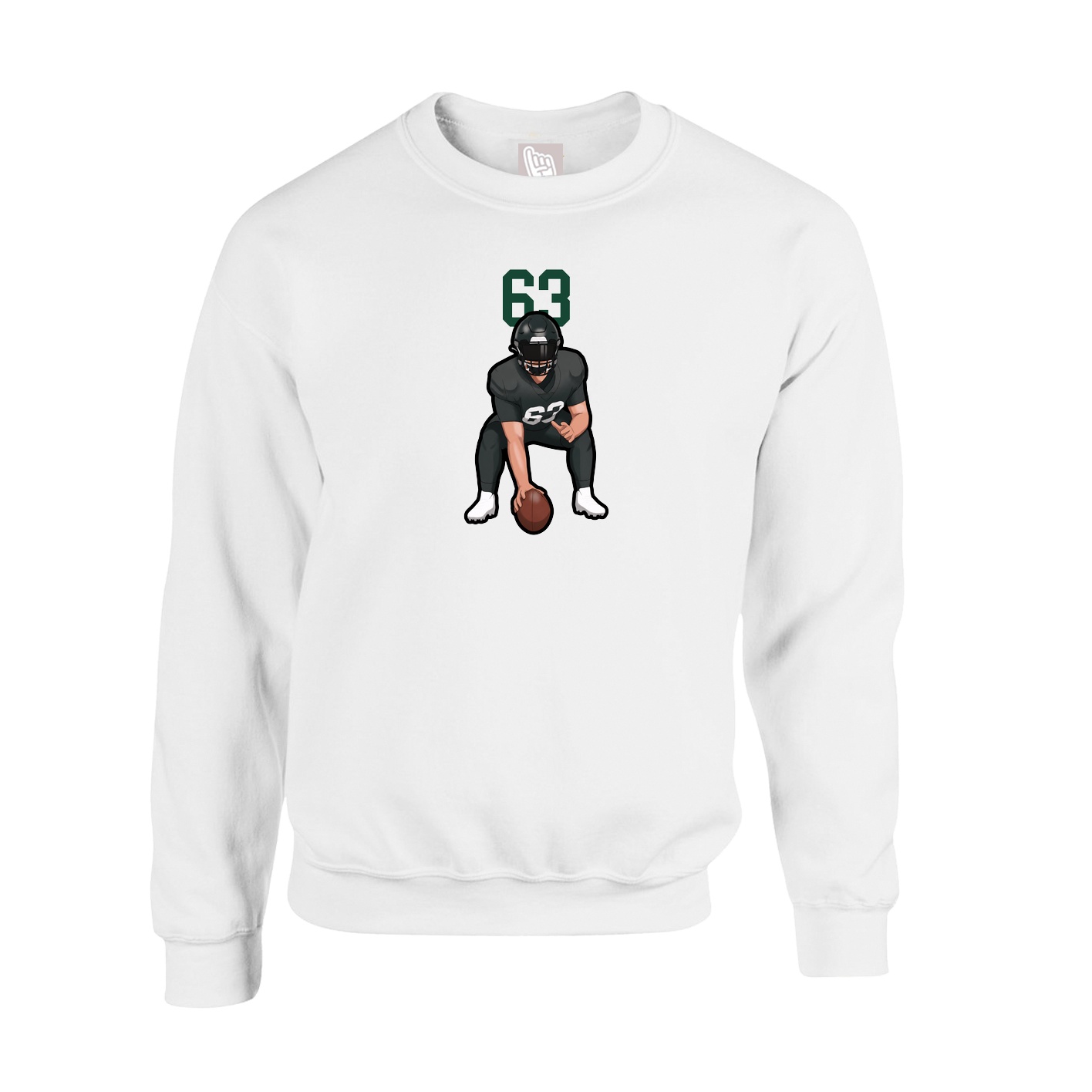 Fleece Crew — Number Top in White