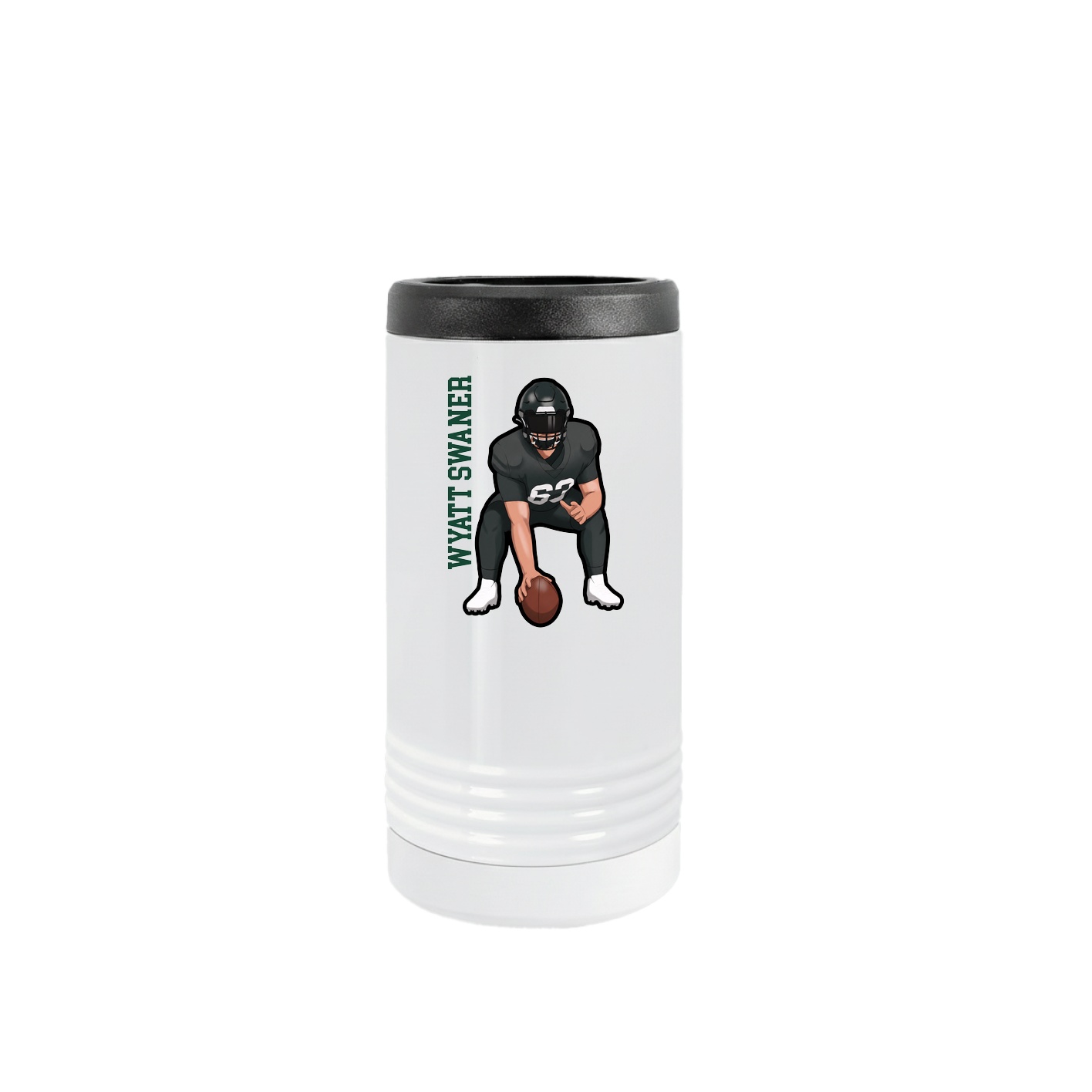 Slim Beverage Holder — Name Vertical in White