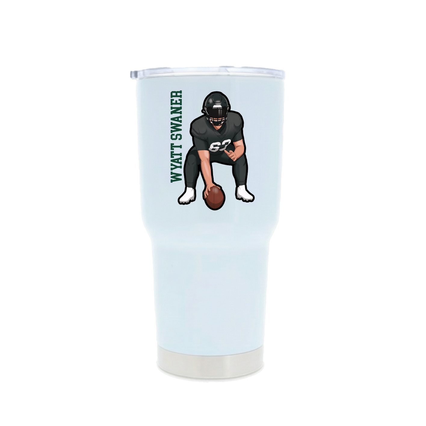 30oz Stainless Steel Tumbler — Name Vertical in White