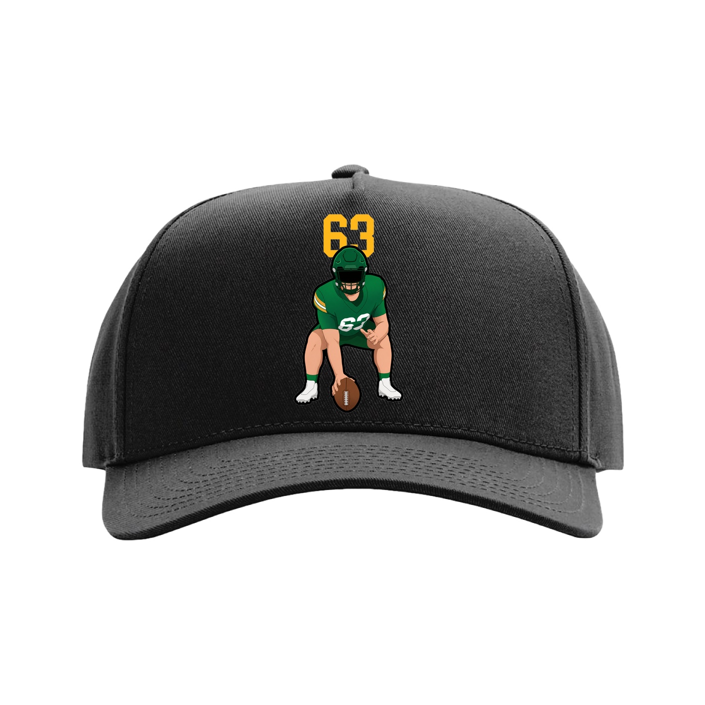 Full Fabric Five-Panel Champ Cap — Number Top in Black