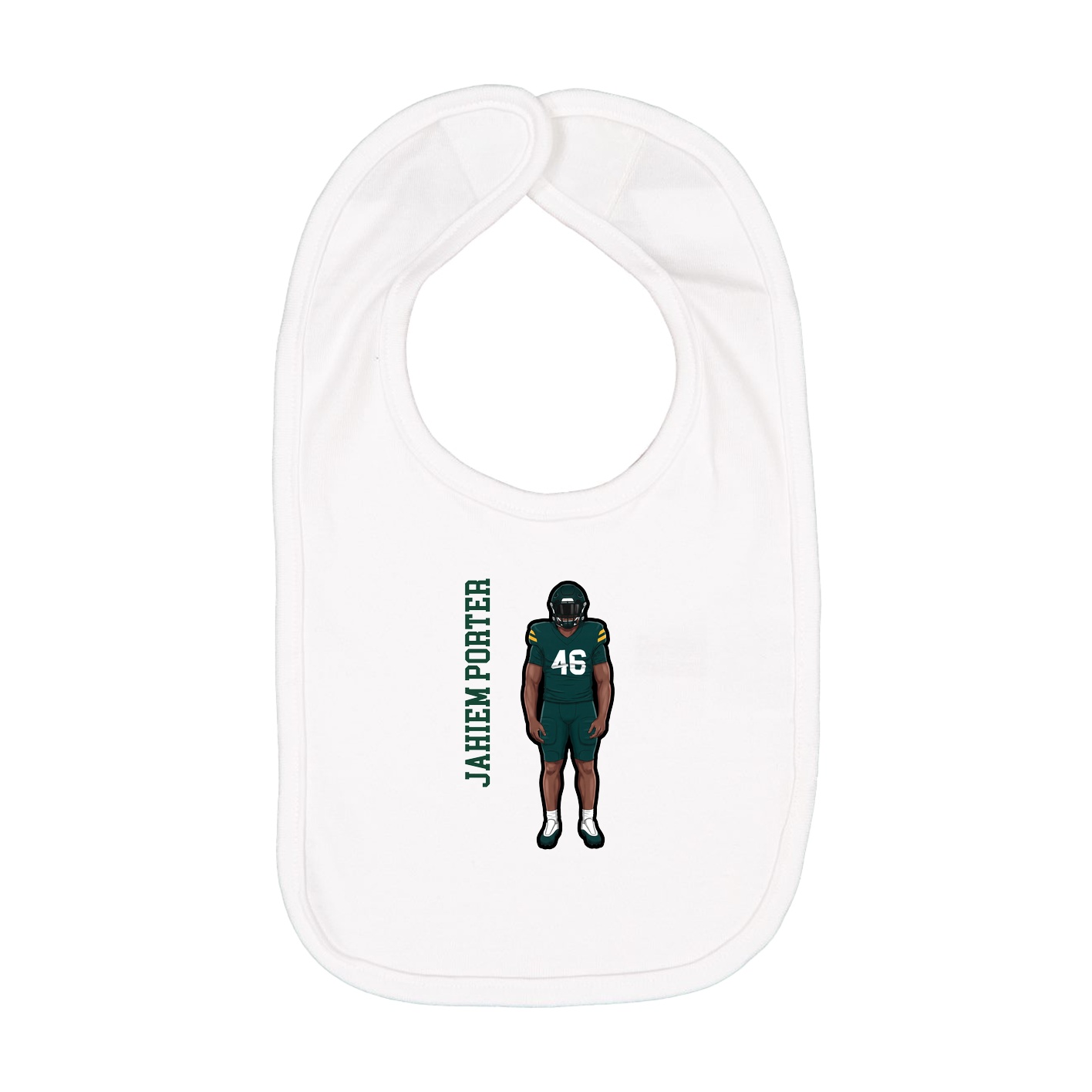 Infant Bib — Name Vertical in White