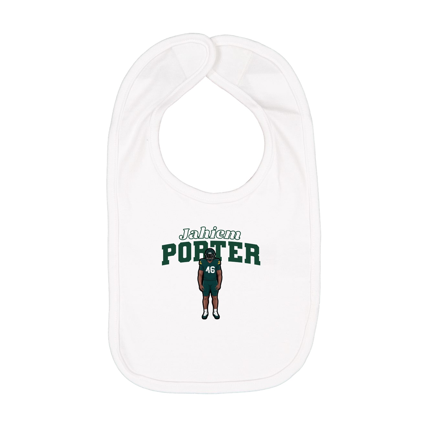 Infant Bib — Name Arch in White
