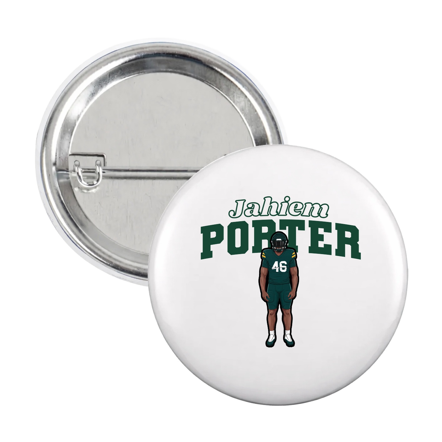 Game Day Button — Name Arch in White