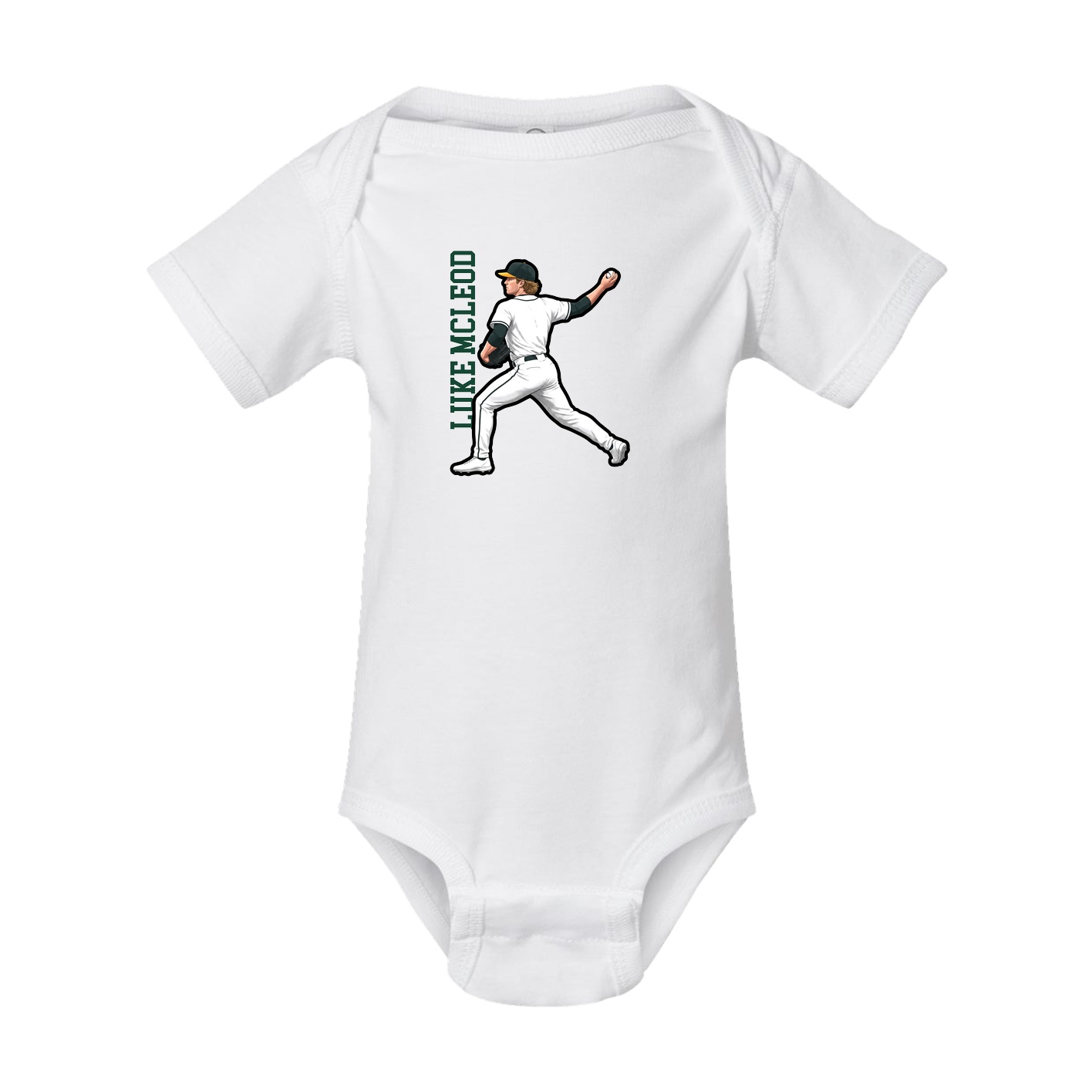 Baby Onesie — Name Vertical in White