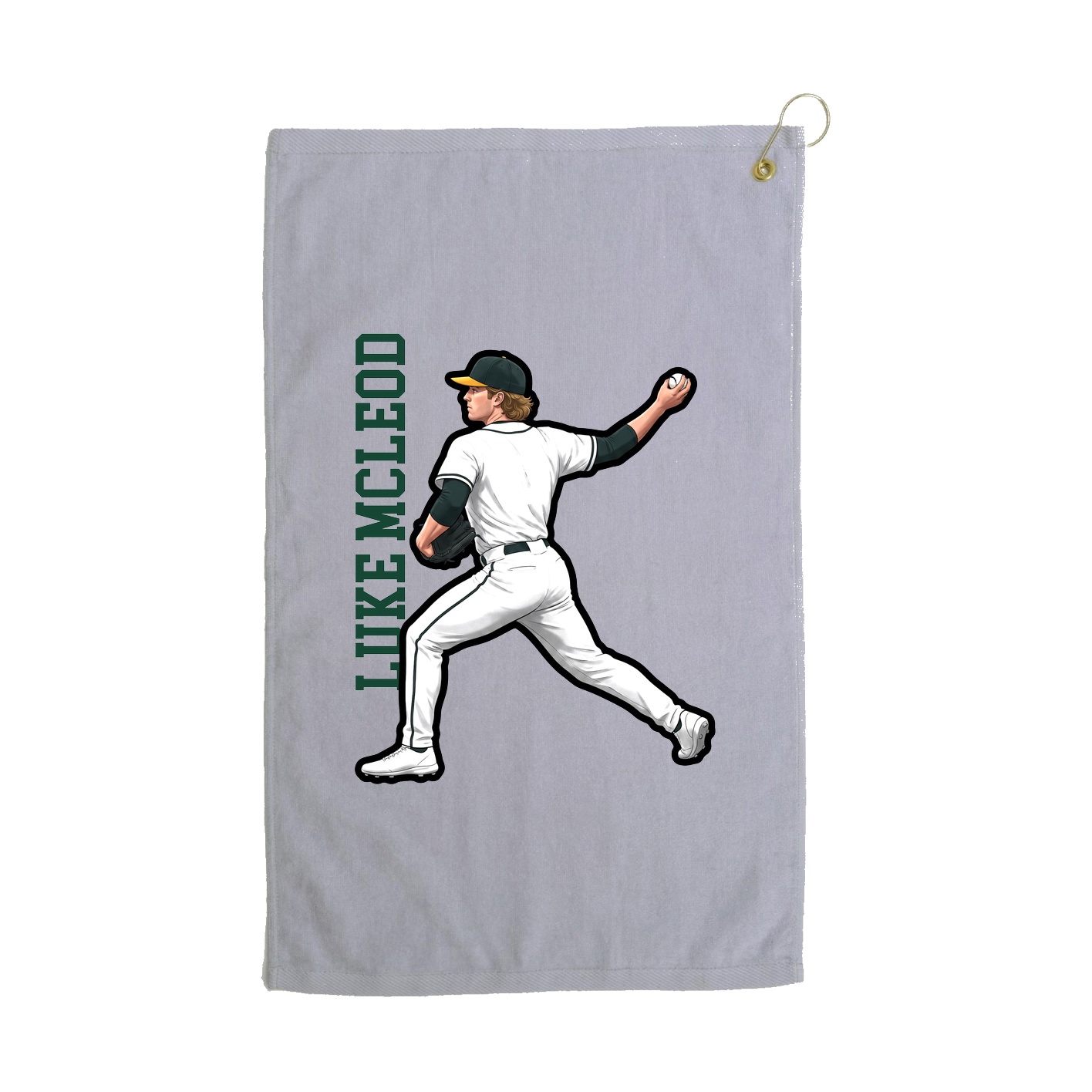 Golf Towel — Name Vertical in Grey