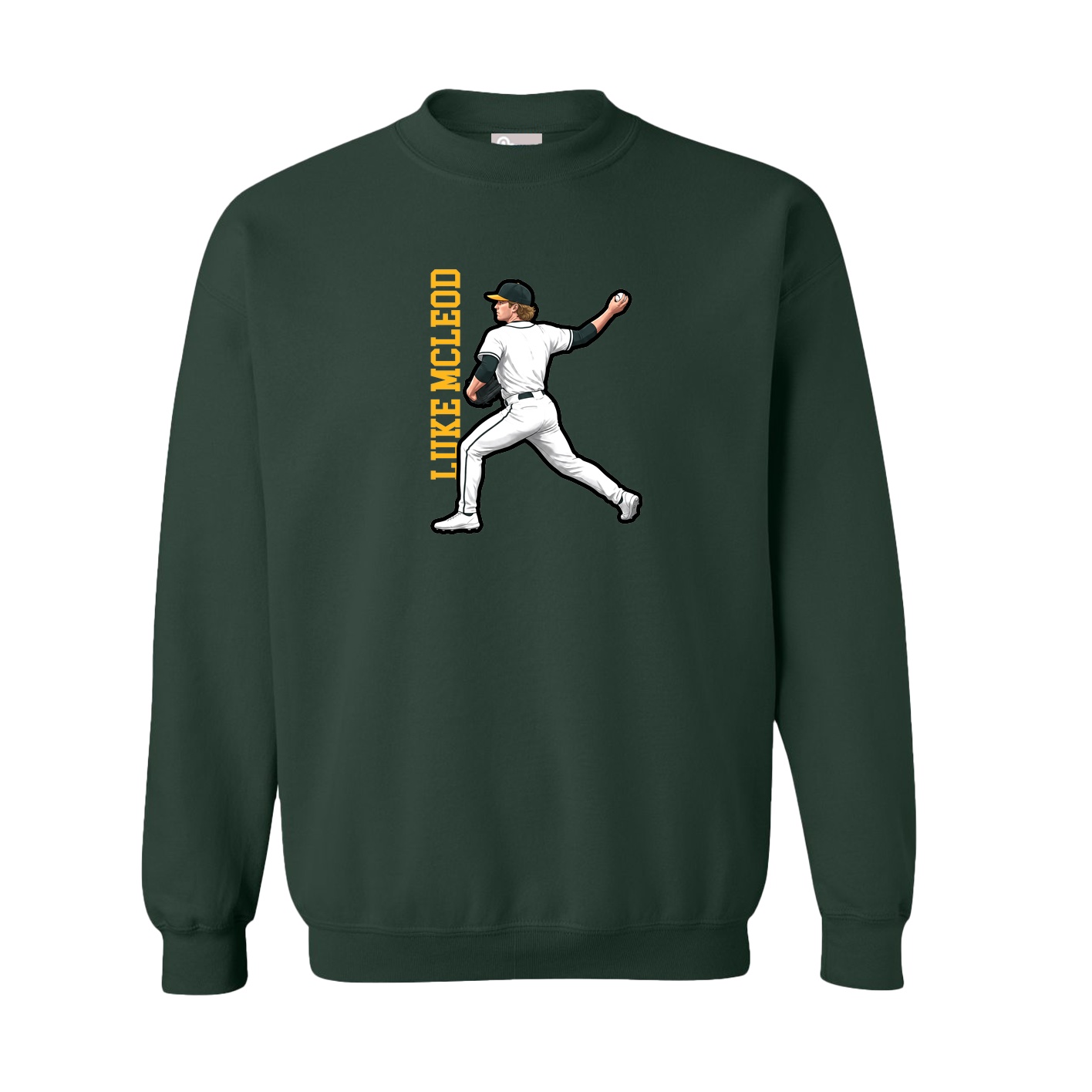 Fleece Crew — Name Vertical in Green