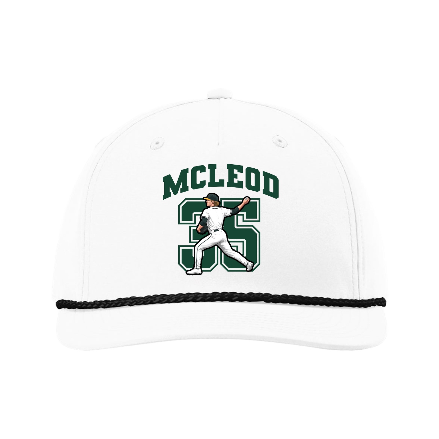 Five-Panel Classic Rope Cap — Number in White