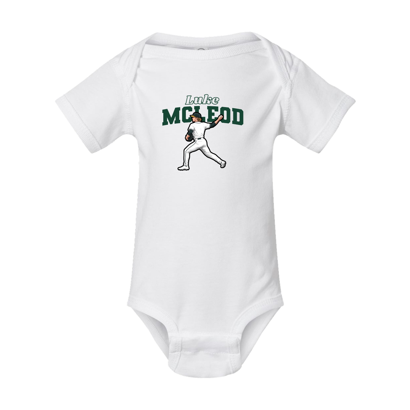 Baby Onesie — Name Arch in White