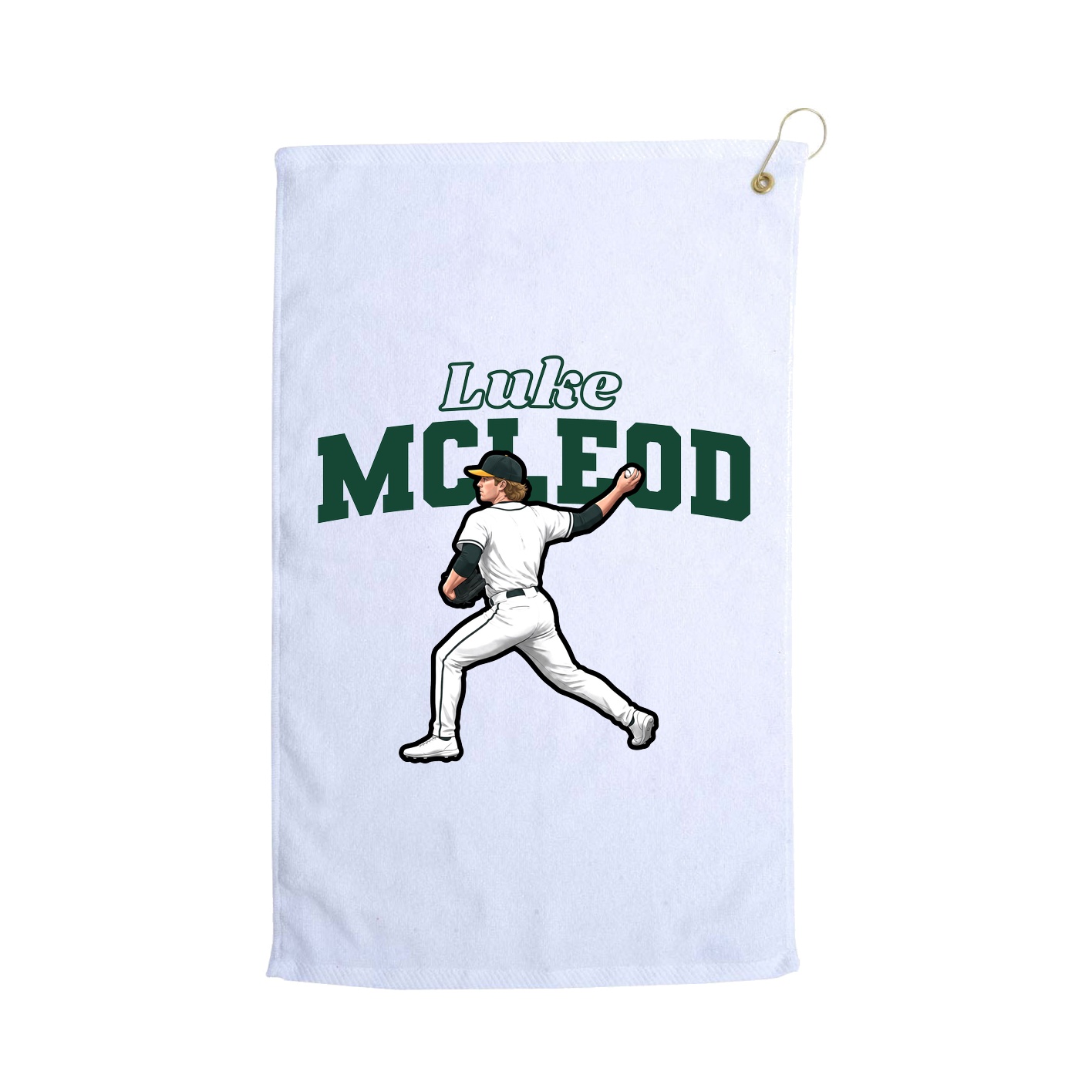 Golf Towel — Name Arch in White
