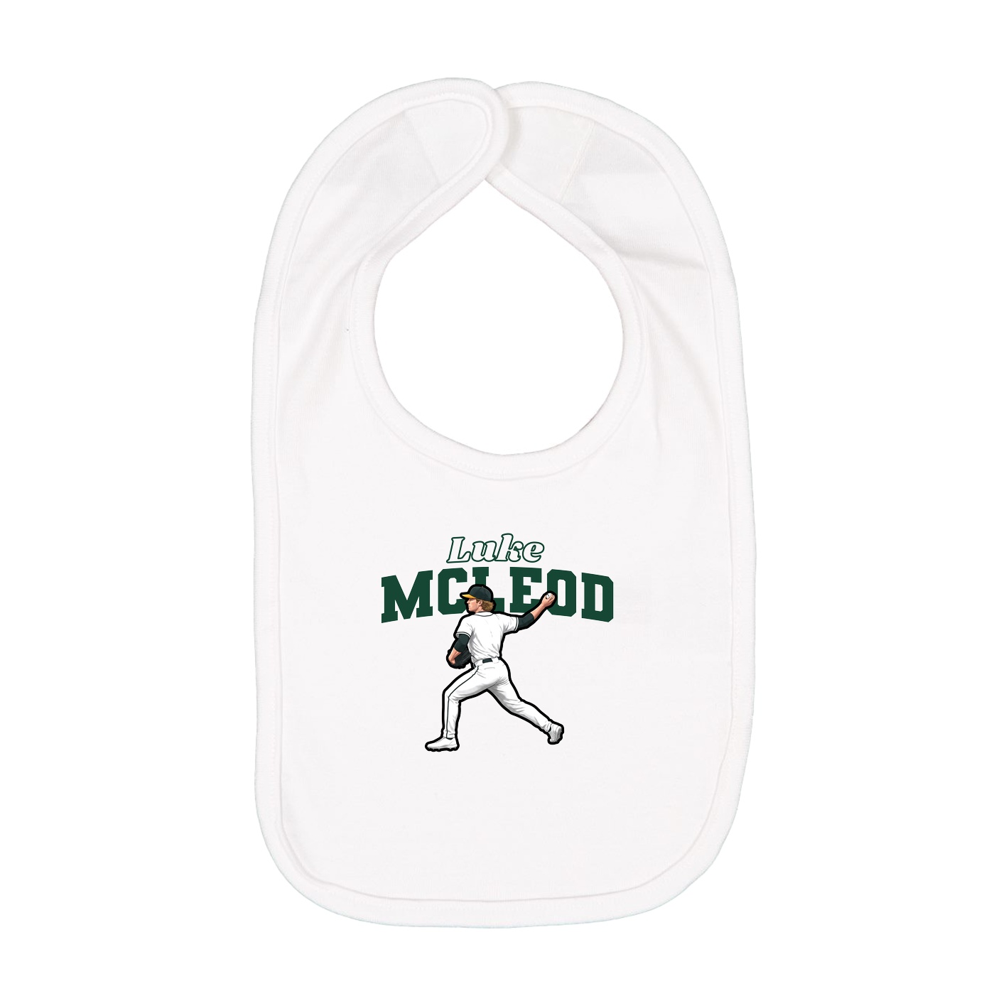 Infant Bib — Name Arch in White