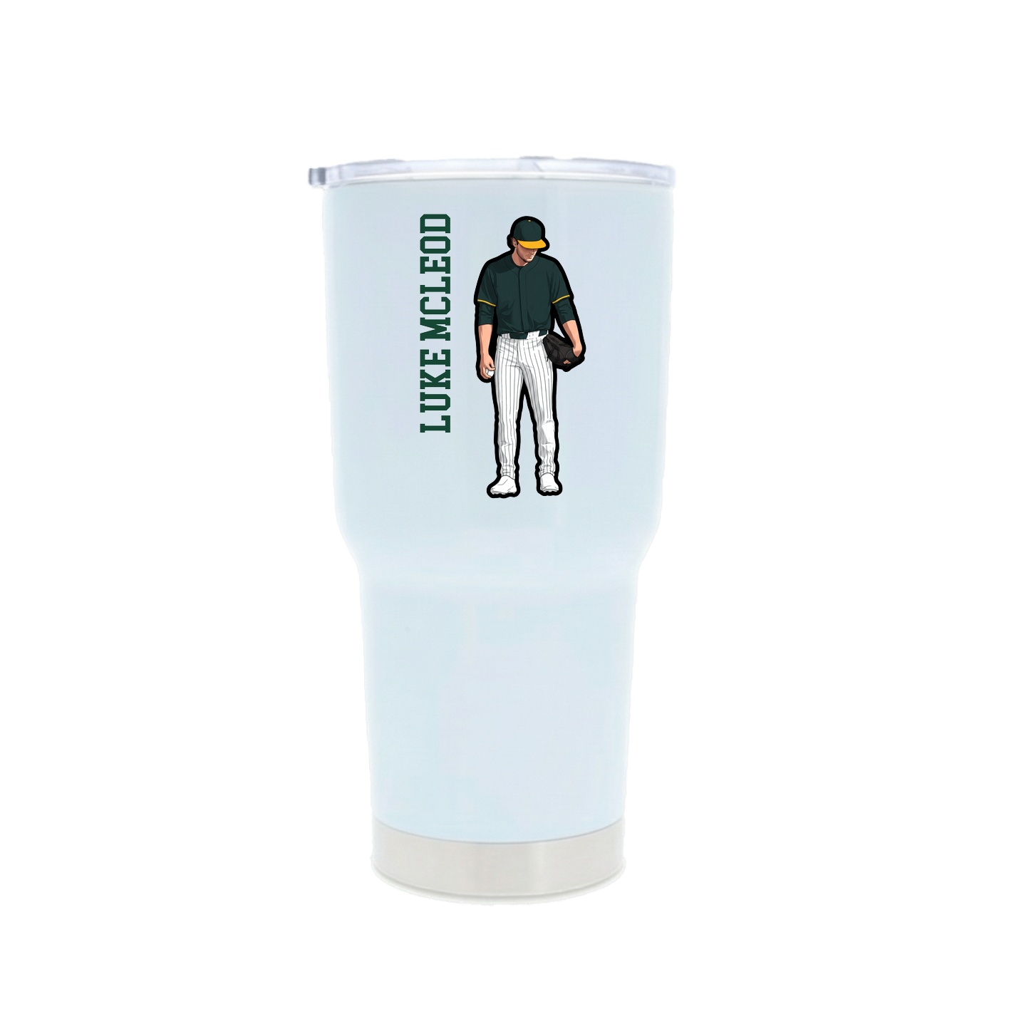 30oz Stainless Steel Tumbler — Name Vertical in White